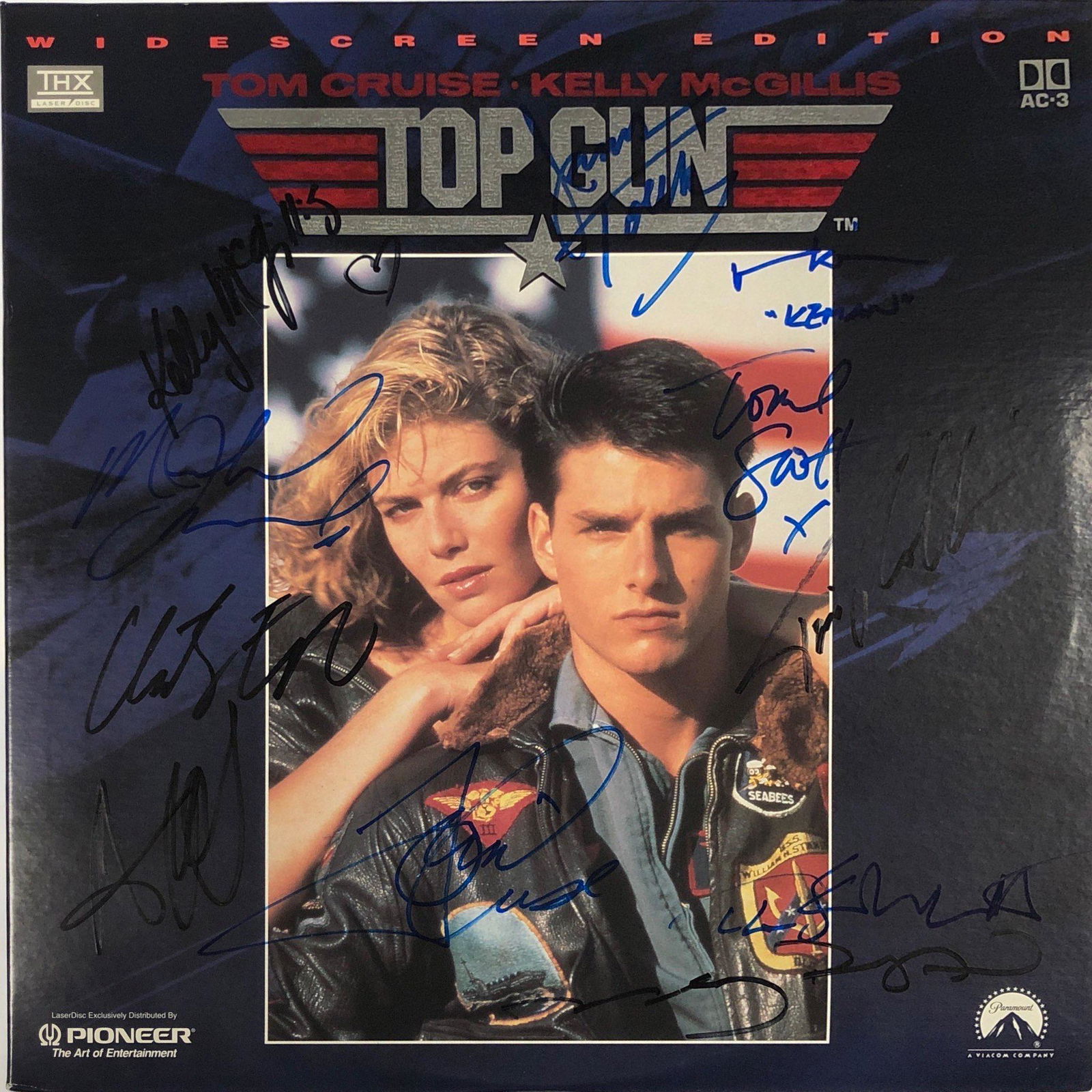 Signed Top Gun Tom Cruise LD: Unframed Vertified and Excellent Condition Please kindly read our Terms and Conditions before bidding.Signed by:Tom Cruise, Kelly McGillis, Val Kilmer, Anthony Edwards, Tom Skerritt, Tim Robbins, Meg