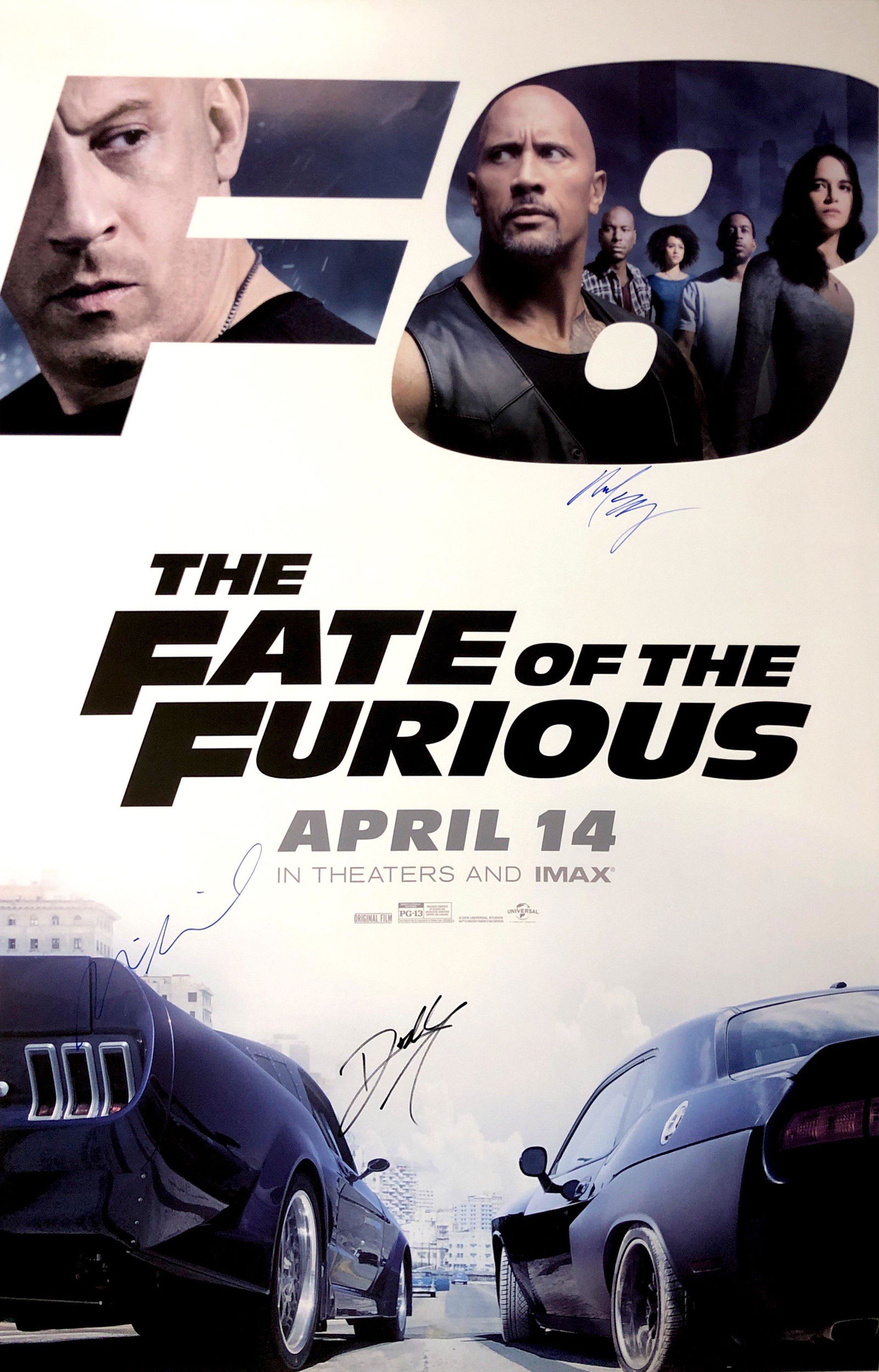 Autograph Signed Fast and Furious 8 Poster (1 of 1)