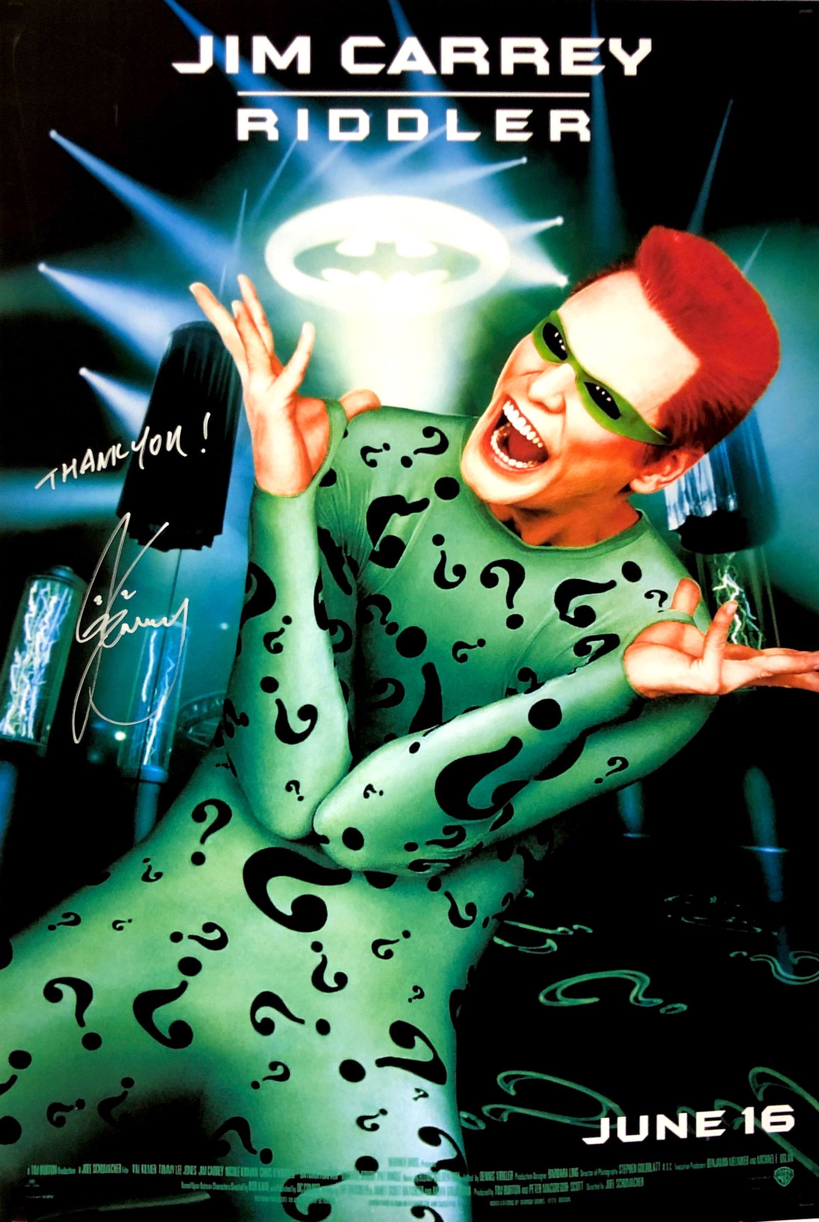 Autograph Signed Batman Forever Jim Carrey Poster (1 of 1)