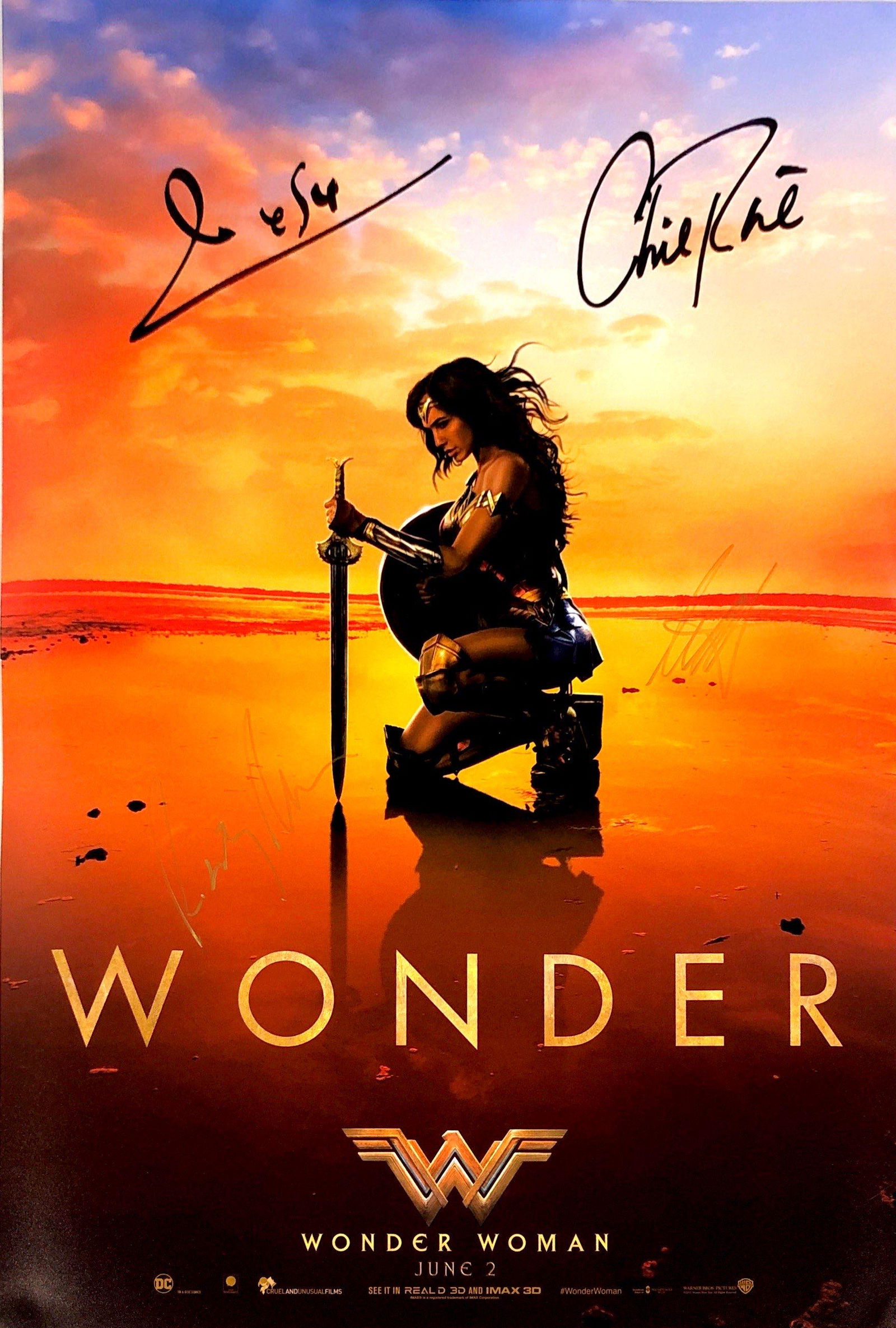 Gal Gadot Chris Pine Autograph Signed Wonder Woman (1 of 1)