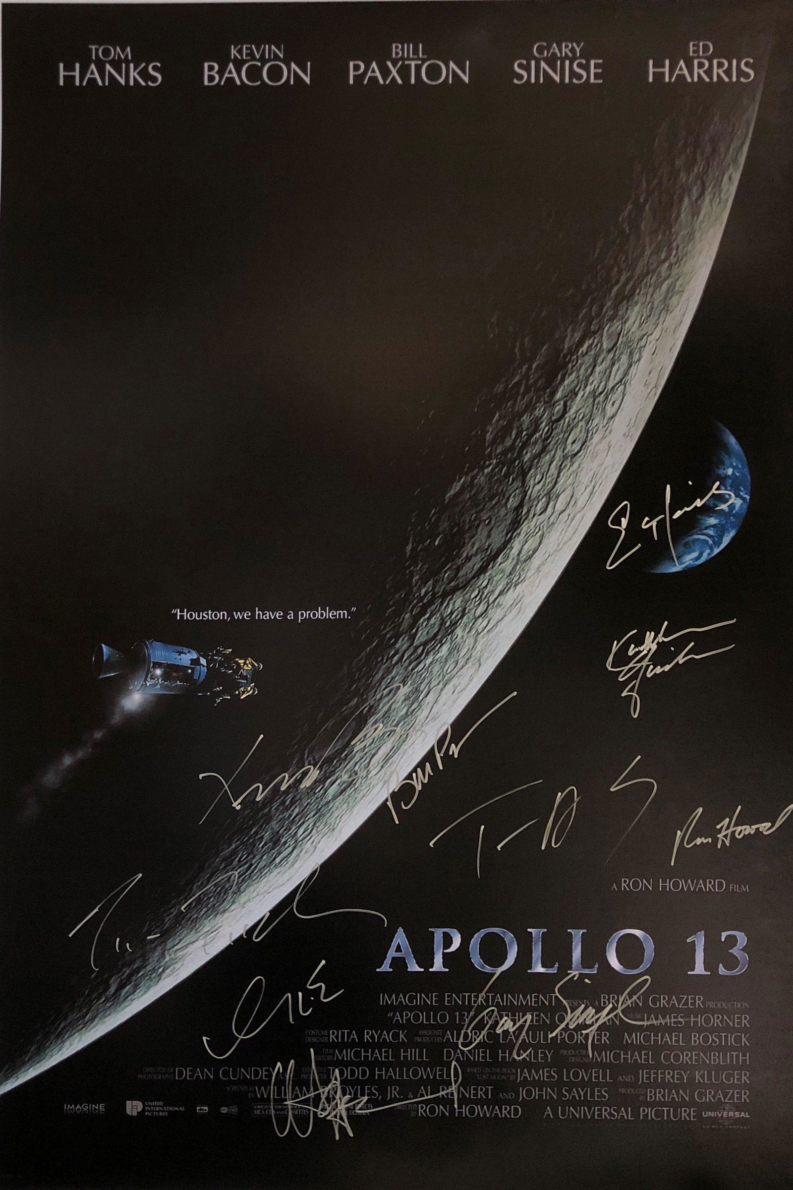 Tom Hanks Autograph Signed Apollo 13 Poster: Category: Autograph CollectiblesSize: Width 24 inches x Height 36 inchesAutograph Includes: Tom Hanks, Gary Sinise, Kevin Bacon, Bill Paxton, Kathleen Quinlan, Ed Harris, Xander Berkeley, Marc McClure