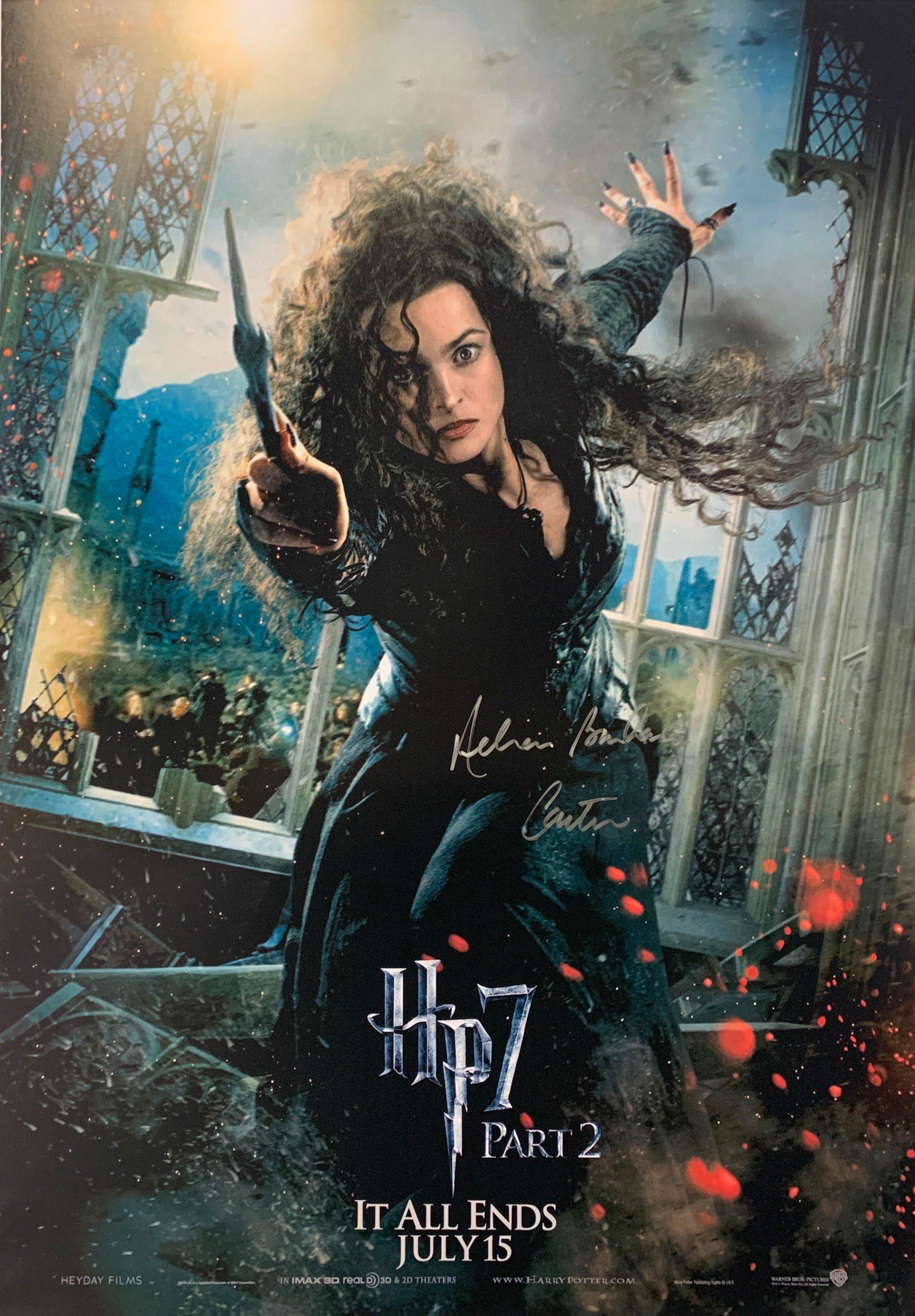 Helena Bonham Carter Autograph Signed Harry Potter: Category: Autograph CollectiblesAutograph Includes: Helena Bonham CarterSize : 18' x 24'Item is in great condition with no damage, unframed and certified.Please review our Terms and Conditions before