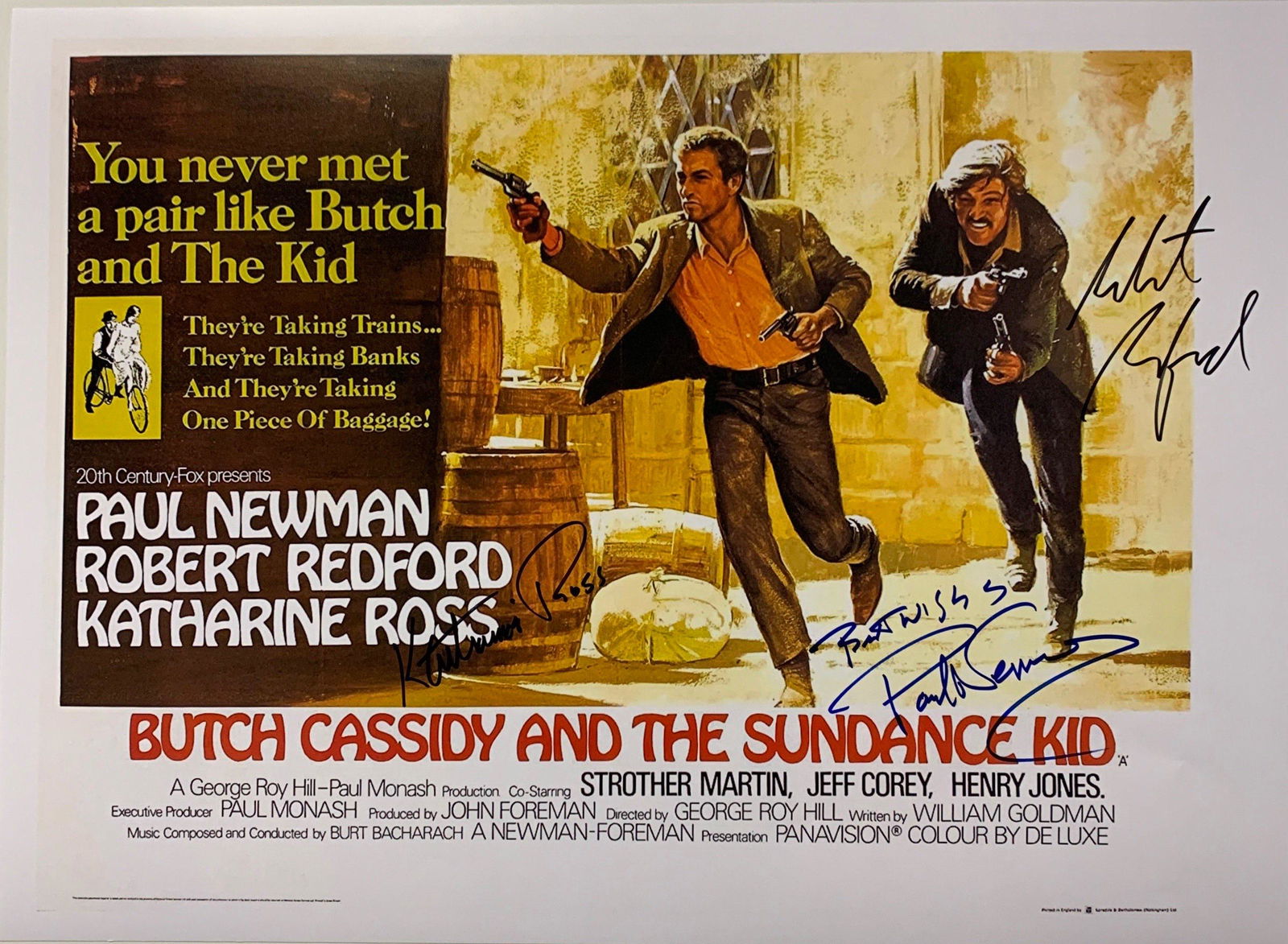 Paul Newman Autograph Signed Sundance Kid Poster (1 of 1)