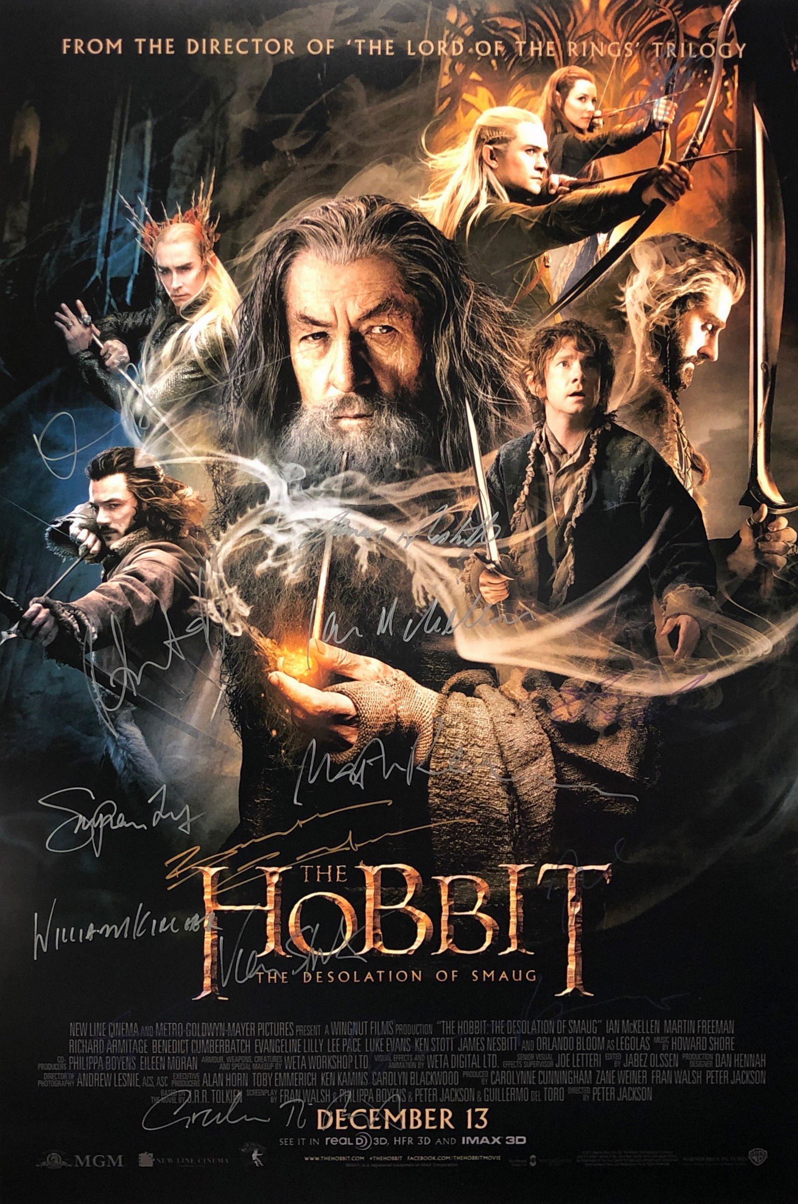 Signed Hobbit Desolation of Smaug Poster Orlando Bloom (1 of 1)