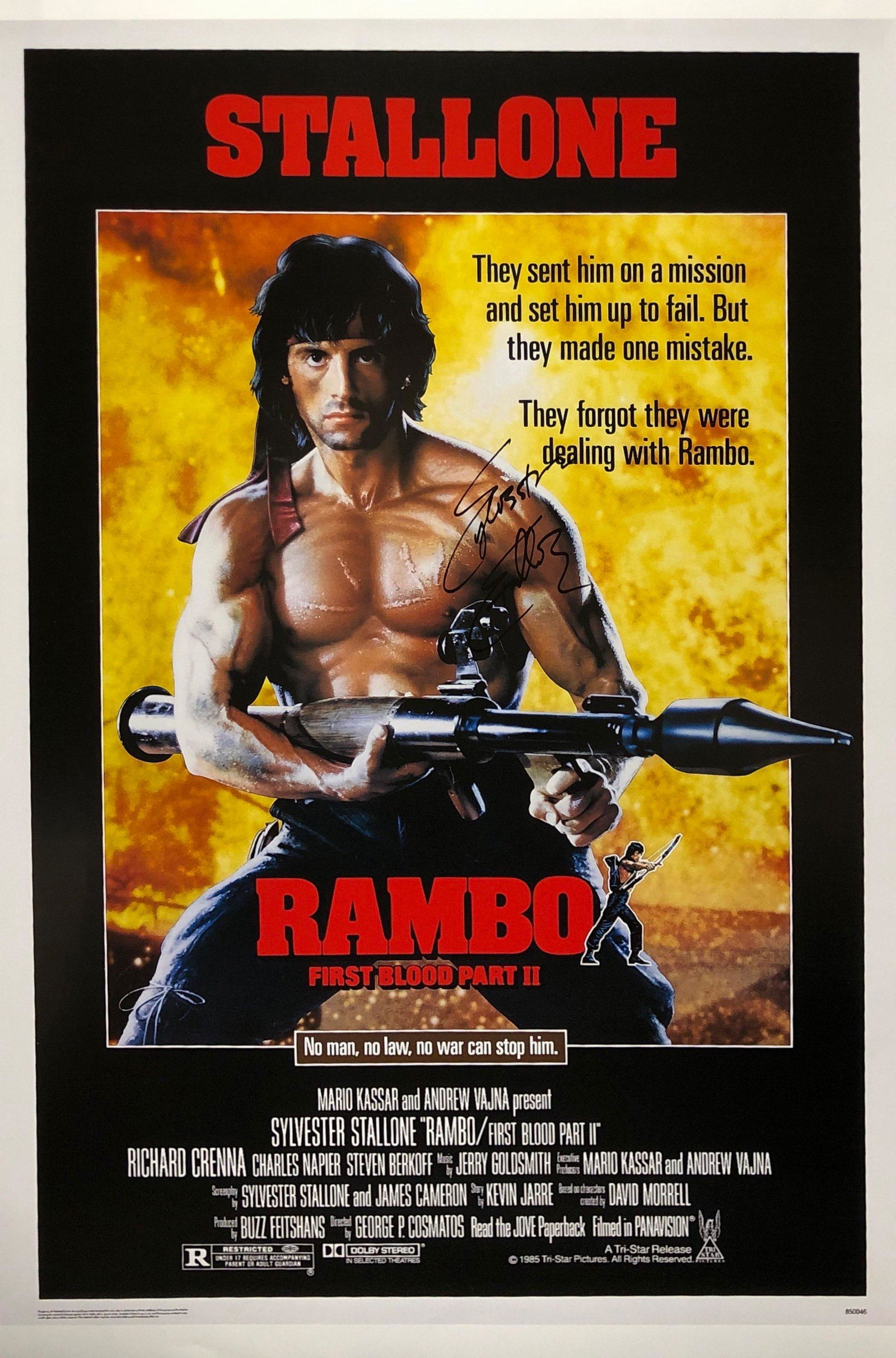 Signed Rambo First Blood Poster Sylvester Stallone (1 of 1)
