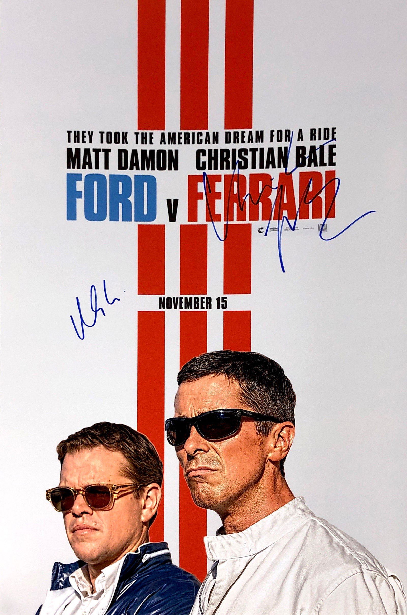 Christian Bale Matt Damon Autograph Signed Ford Ferrari (1 of 1)