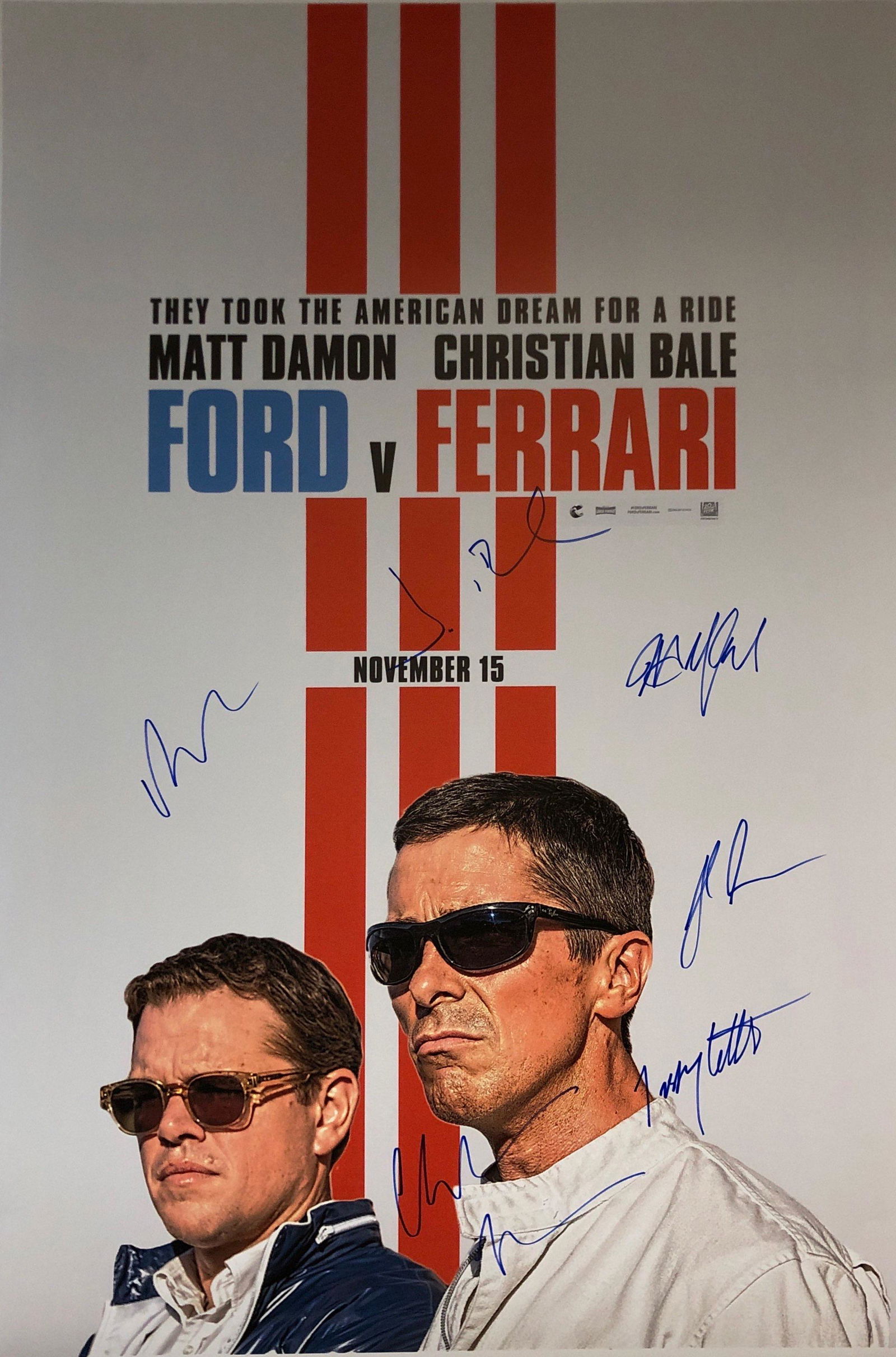Matt Damon Autograph Signed Ford V Ferrari Poster (1 of 1)