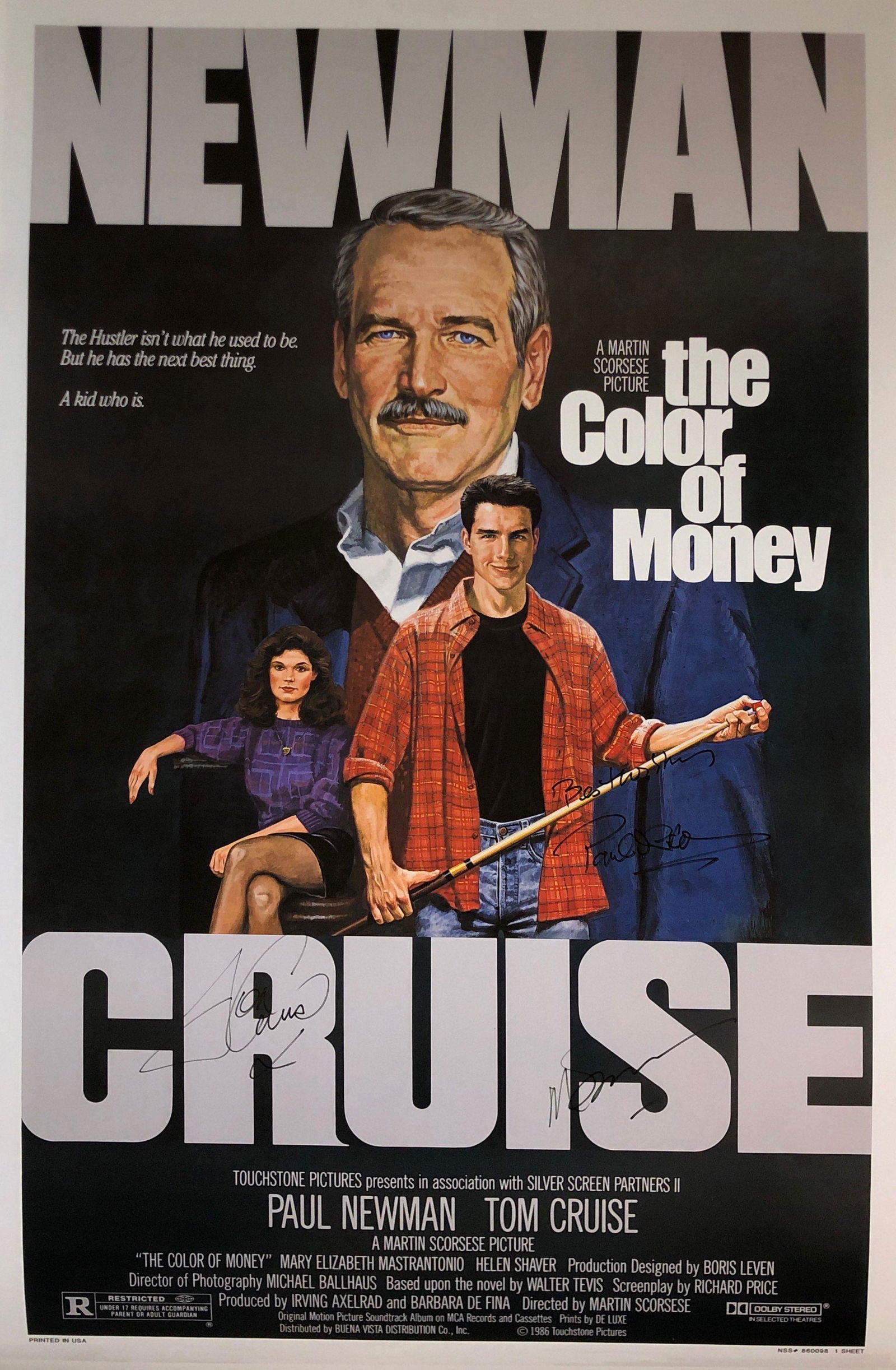 Paul Newman Autograph Signed Color of Money Poster (1 of 1)