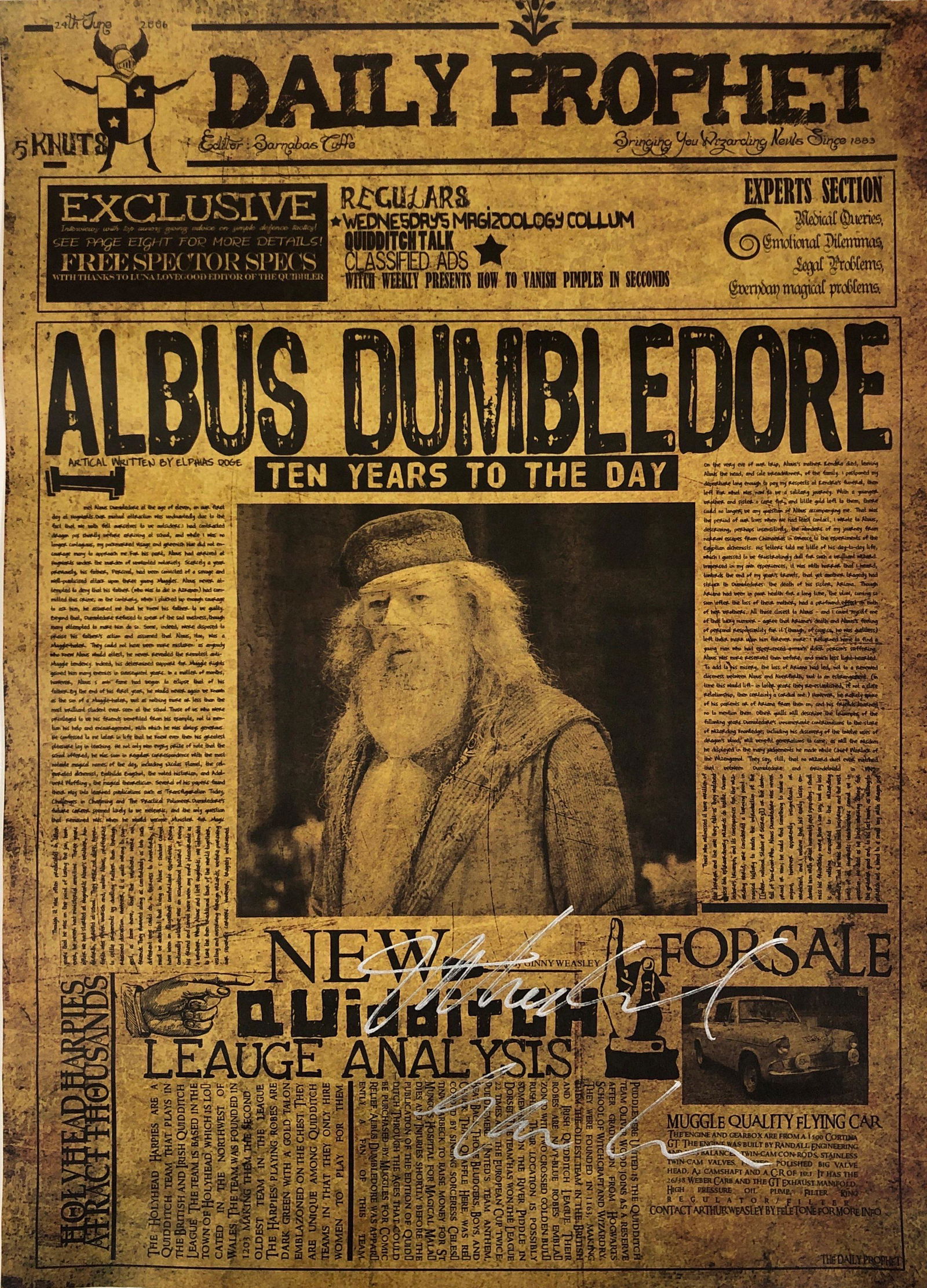 Harry Potter Michael Gambon Poster Signed (1 of 1)