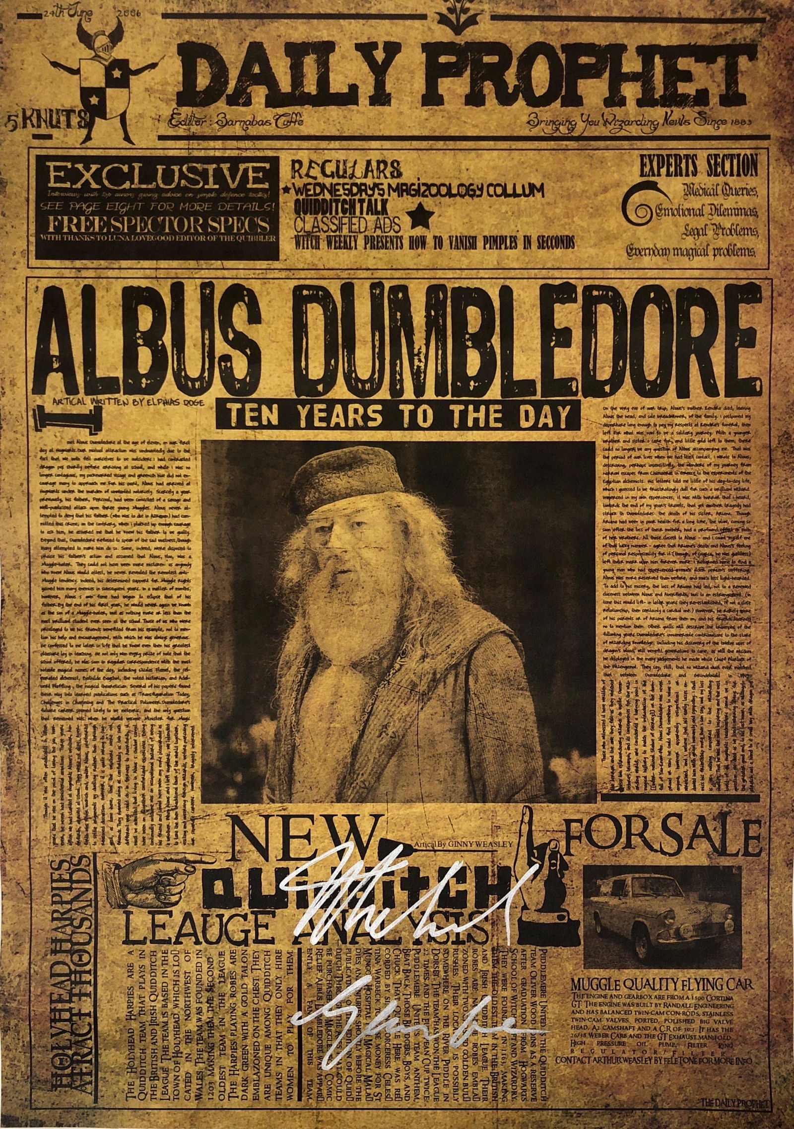 Harry Potter Michael Gambon Poster Signed (1 of 1)