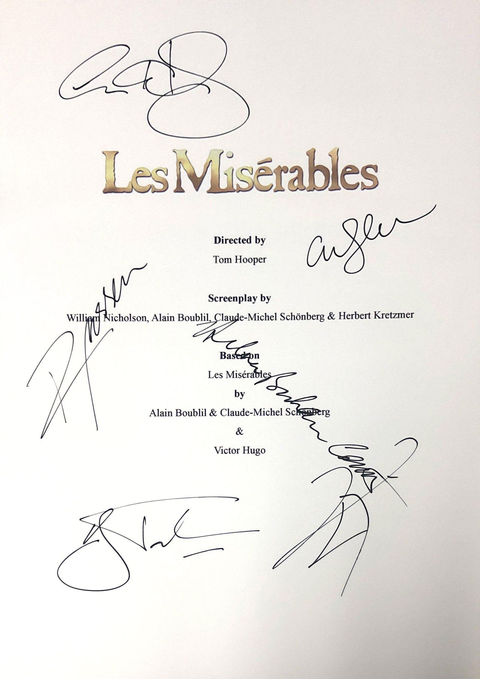 Autograph Signed Les Miserables Script Cover (1 of 1)