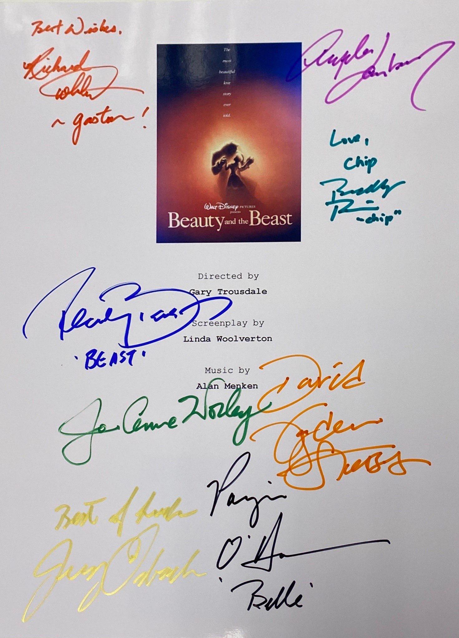 Autograph Signed Beauty and the Beast Script Cover (1 of 1)