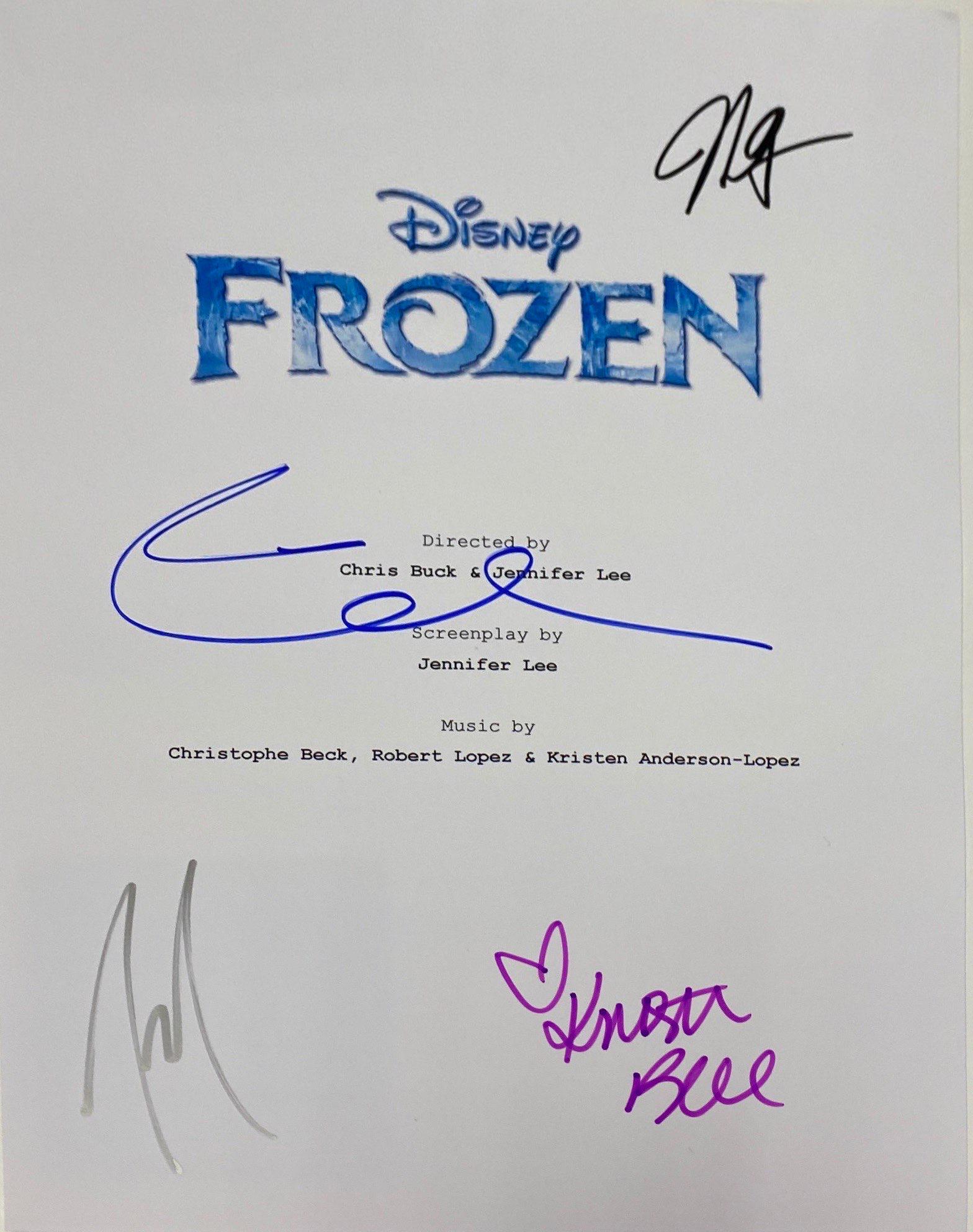 Autograph Signed Frozen Kristen Bell Script Cover: Category: Autograph CollectiblesAutograph Includes: Idina Menzel, Kristen Bell, Jonathan Groff, Josh GadSize 8 Inches x 10 InchesUnframed Vertified and Excellent ConditionDetails are as shown in the p
