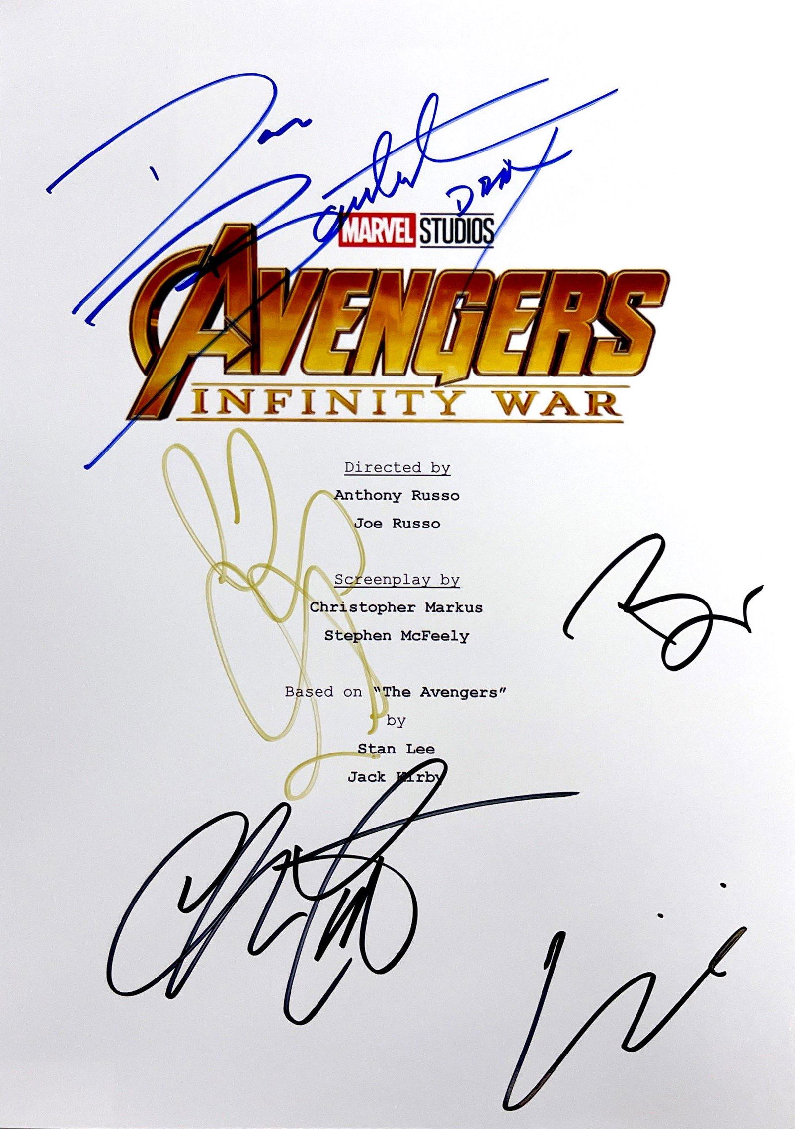 Autograph Signed Avengers Infinity War Script Cover (1 of 1)