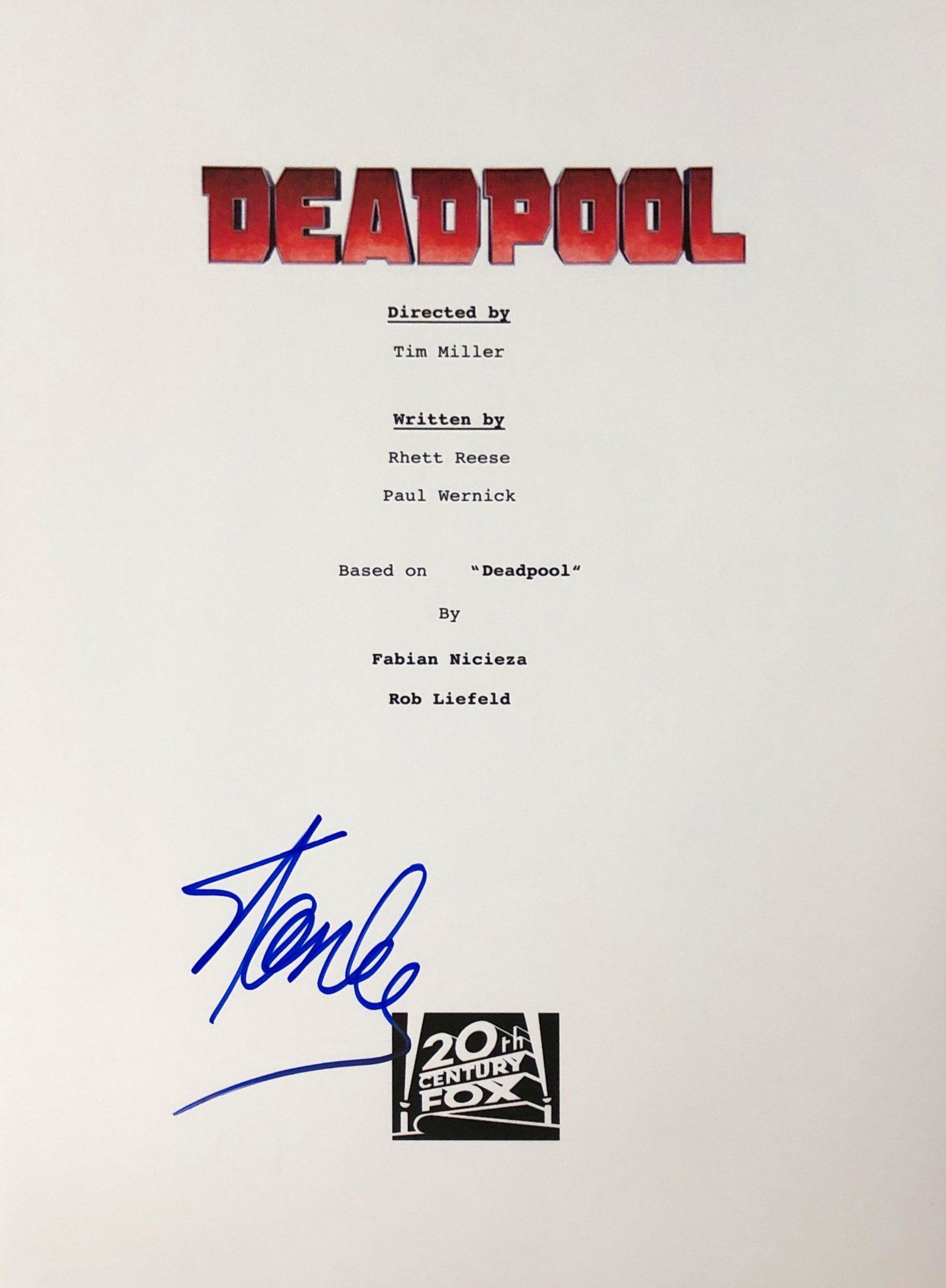 Deadpool Stan Lee Signed Script Cover (1 of 1)