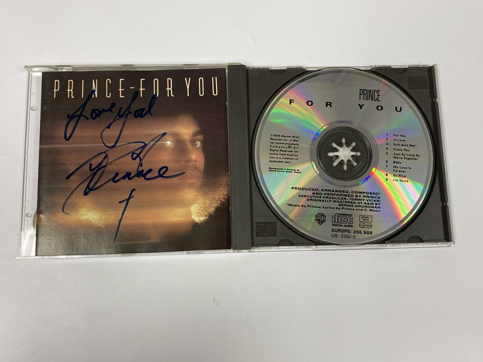 Autograph Signed Prince For You CD: Category: Autograph CollectiblesAutograph Includes: PrinceItem is in great condition with no damage, unframedIf image of documentation is not attached in the listing, the lot is sold without documents