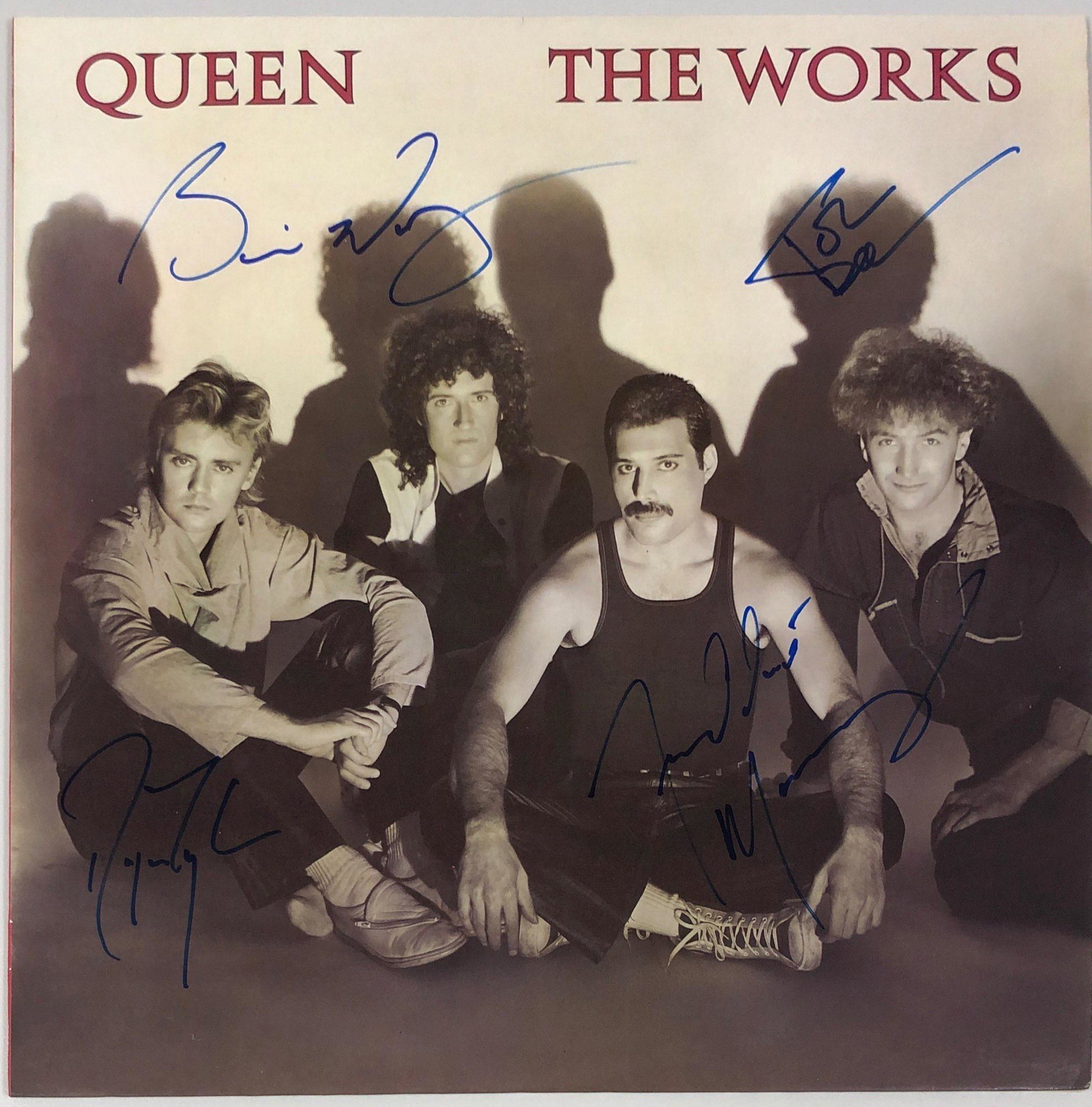 Roger Taylor Autograph Signed Queen The Works Vinyl: Autograph Includes: Brian May, Roger Taylor, Freddie, Mercury, John DeaconUnframed Vertified and Excellent ConditionIf image of documentation is attached in the listing, the lot is sold with documents