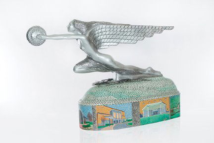 Packardia: Winged Elegance: Artist: Irene G. Was; Warren, Ohio Sponsor: Lane Funeral Homes Medium: Acrylic paint Artist Statement and Biography: My inspiration came from the Packard automobile, our surroundings and the adjace