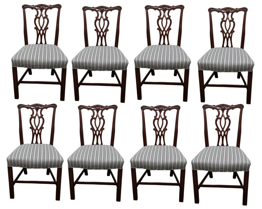 8 Chippendale Mahogany Dining Chair With Custom Covering (1 of 6)