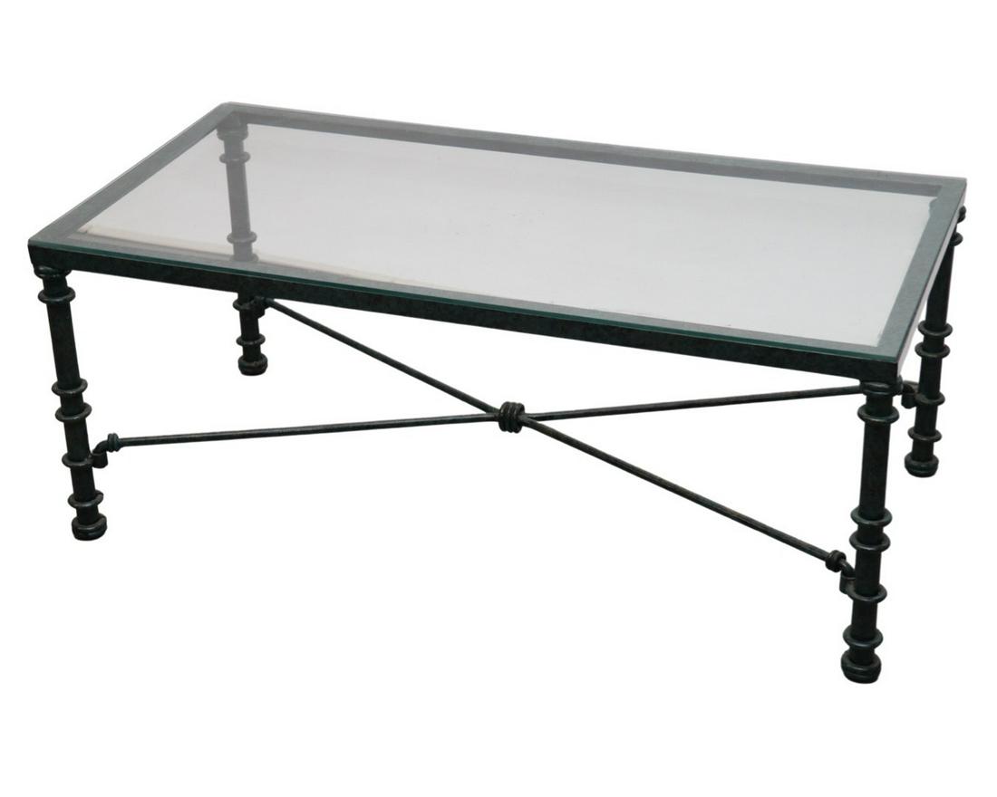 Diego Giacometti Style  Metal Patina Finish With Glass Top Coffee Table (1 of 6)