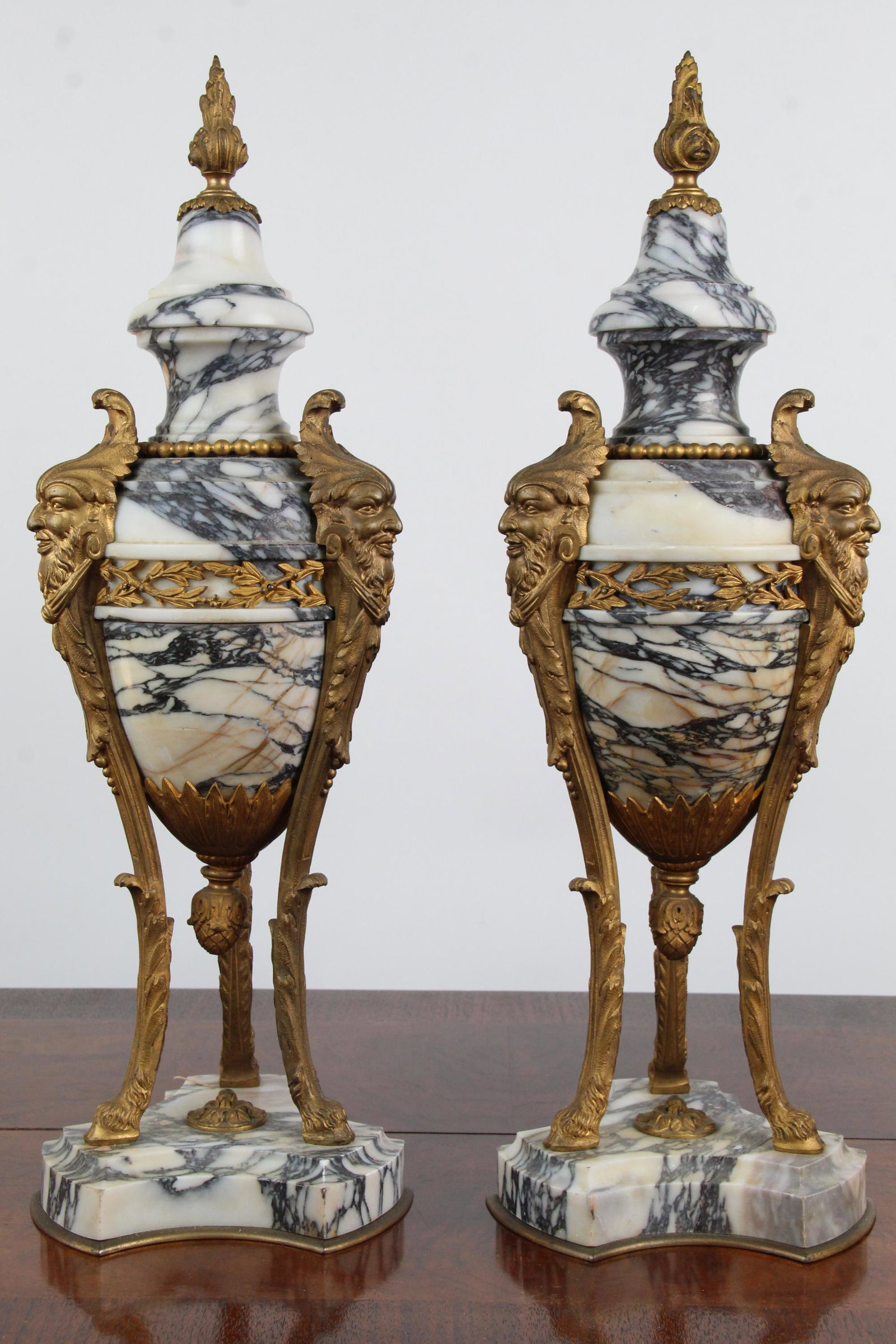 Pair Of Brass & Marble Ormolu Urns (1 of 17)