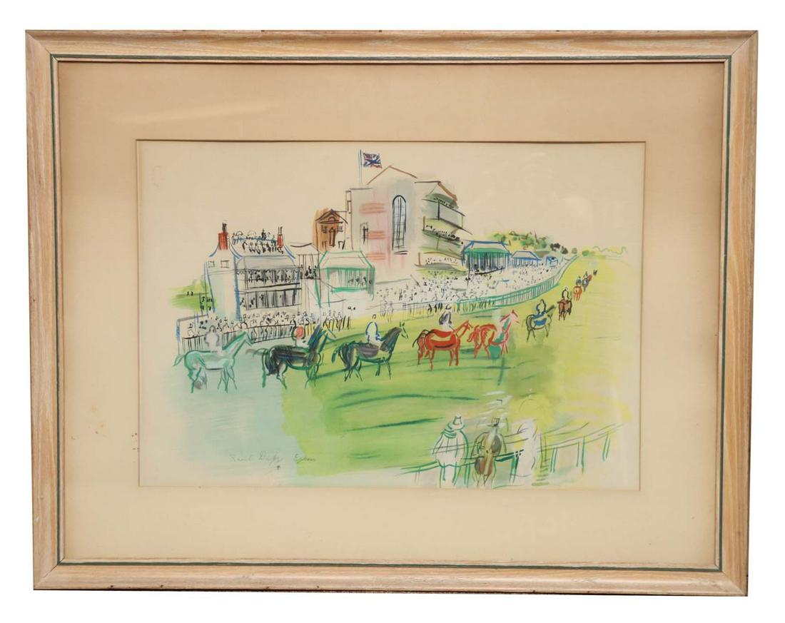 Araut La Course: Epsom Dry Mounted Offset Lithograph By Raoul Dufy Pencil Signed (1 of 5)