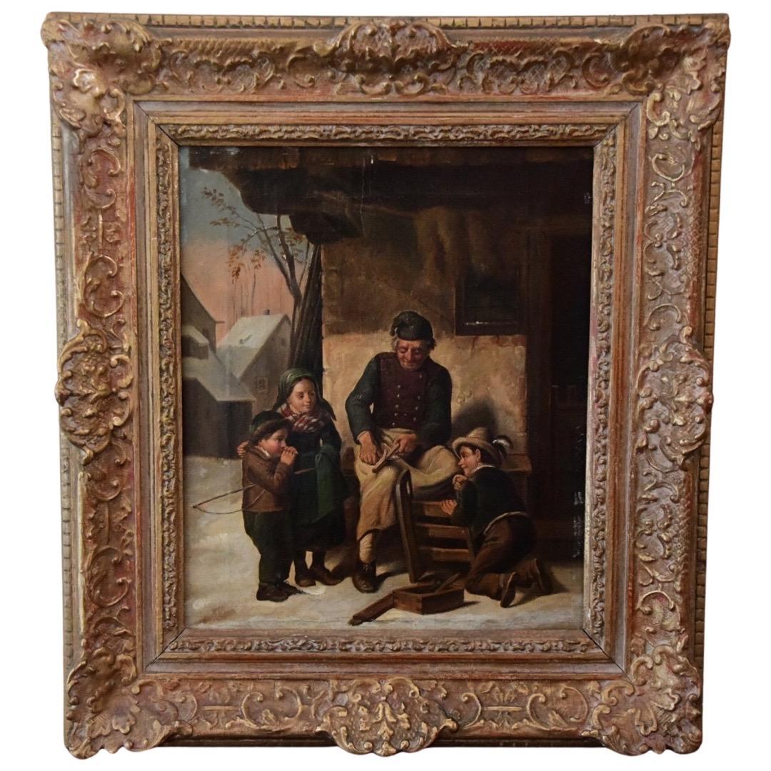 James Crawford Thom (1835 - 1898) Children Learning How To Whittle (1 of 9)