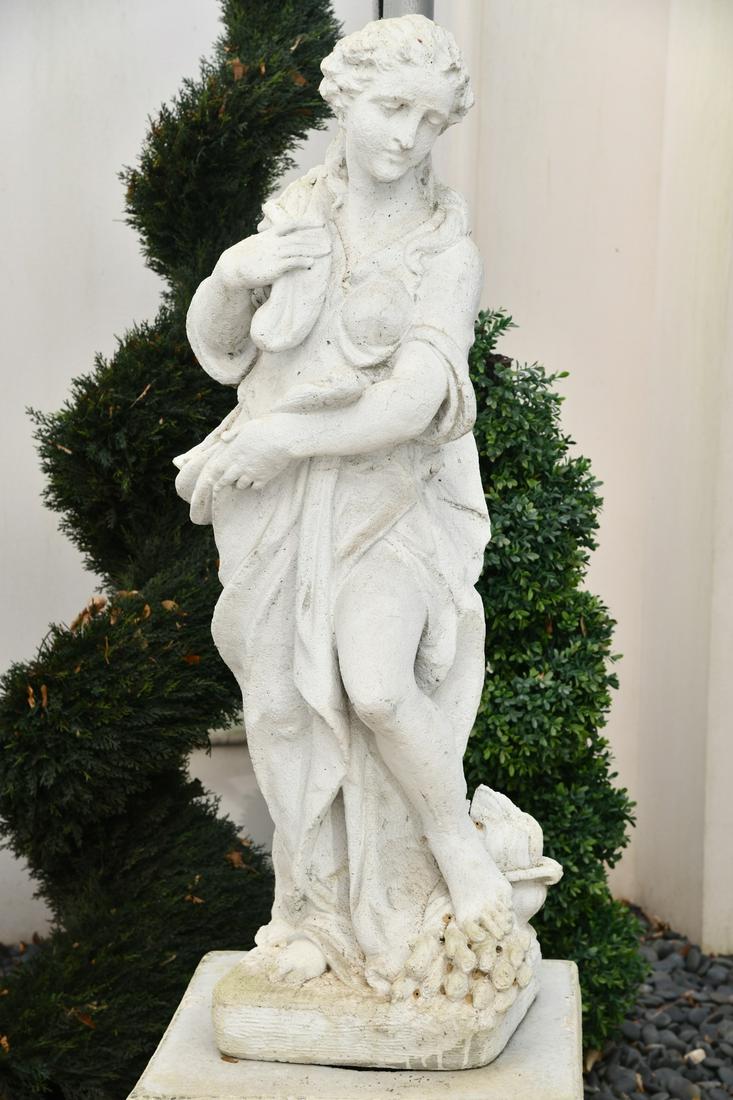 Winter Goddesses Of The Four Seasons Cement Garden Statue On Plinth (1 of 7)