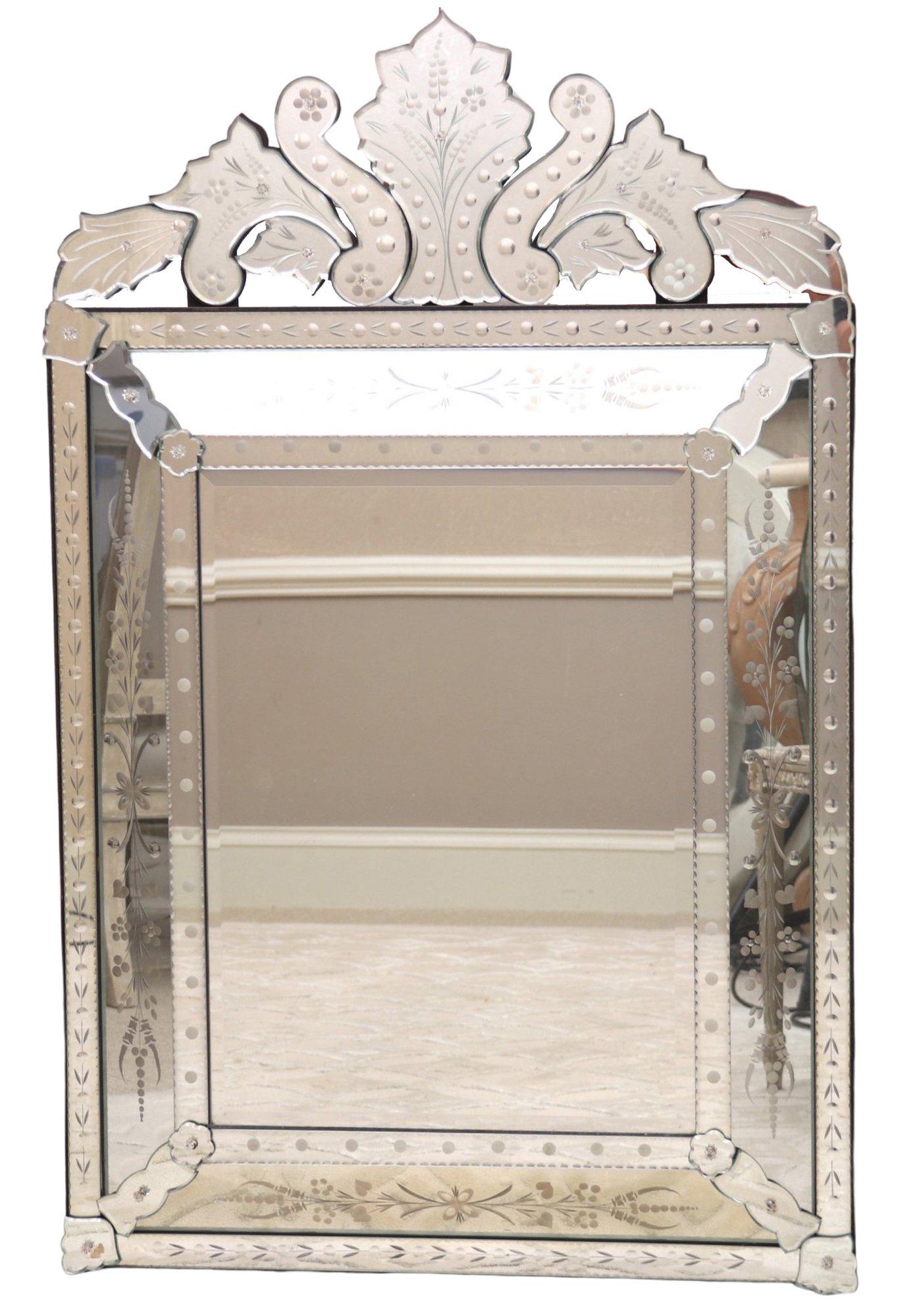 Mid Century Etched And Beveled Venetian Mirror (1 of 8)