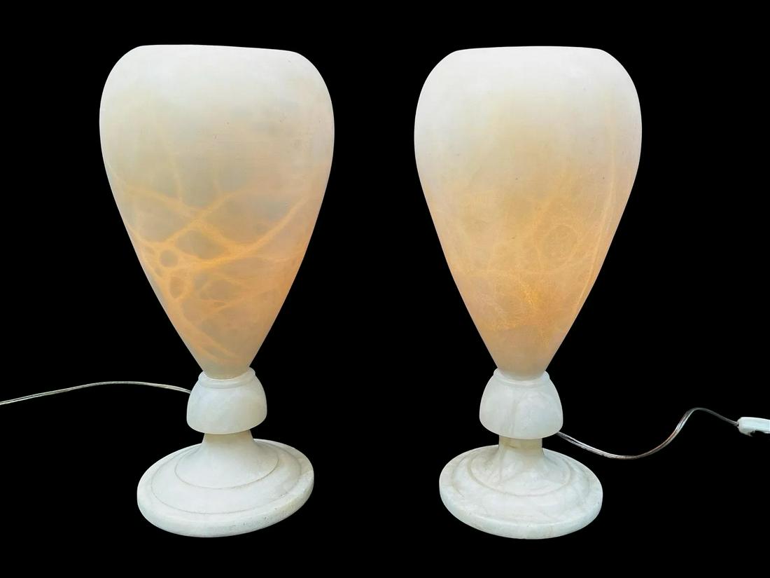 Urn Form Alabaster Table Lamps (1 of 15)