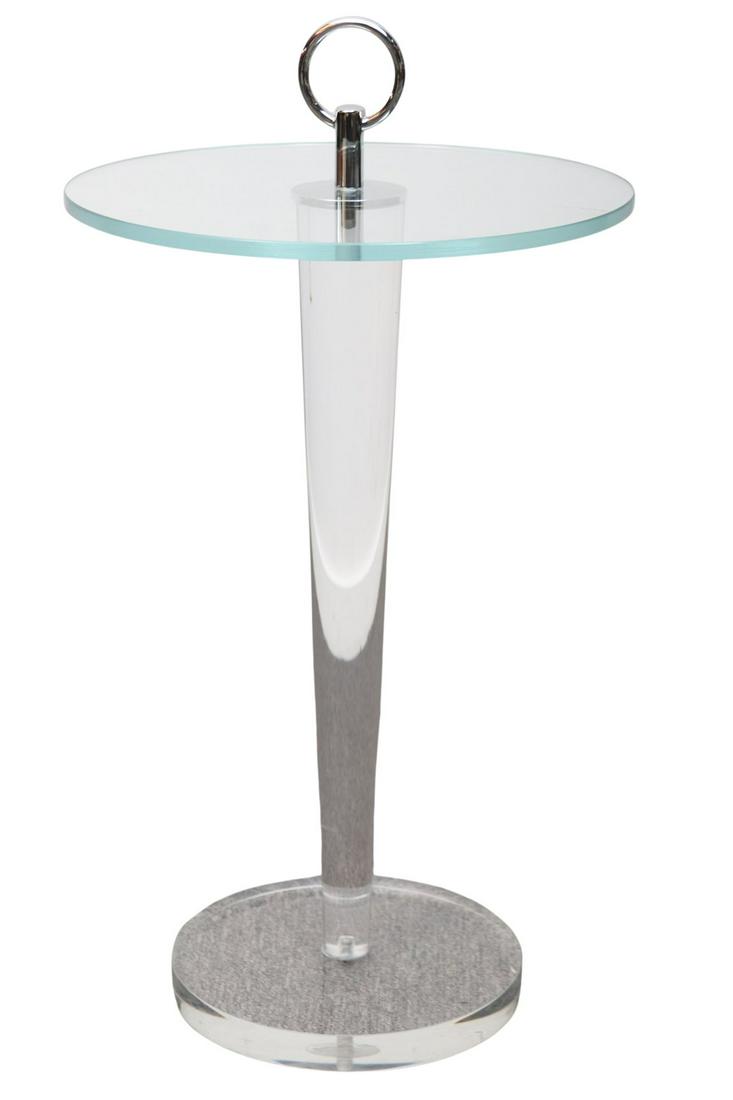Lucite And Glass Occasional Table With Nickel Hardware (1 of 5)