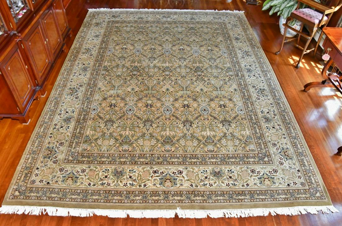 Oriental Hand-Knotted Wool Area Rug Beige/Light Blue 9 X 12 (1 of 10)