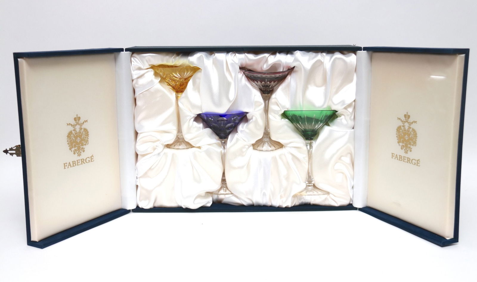 Faberge Na Zdorovye Martini Glasses Set Of 4 In Blue Velvet Box (1 of 11)