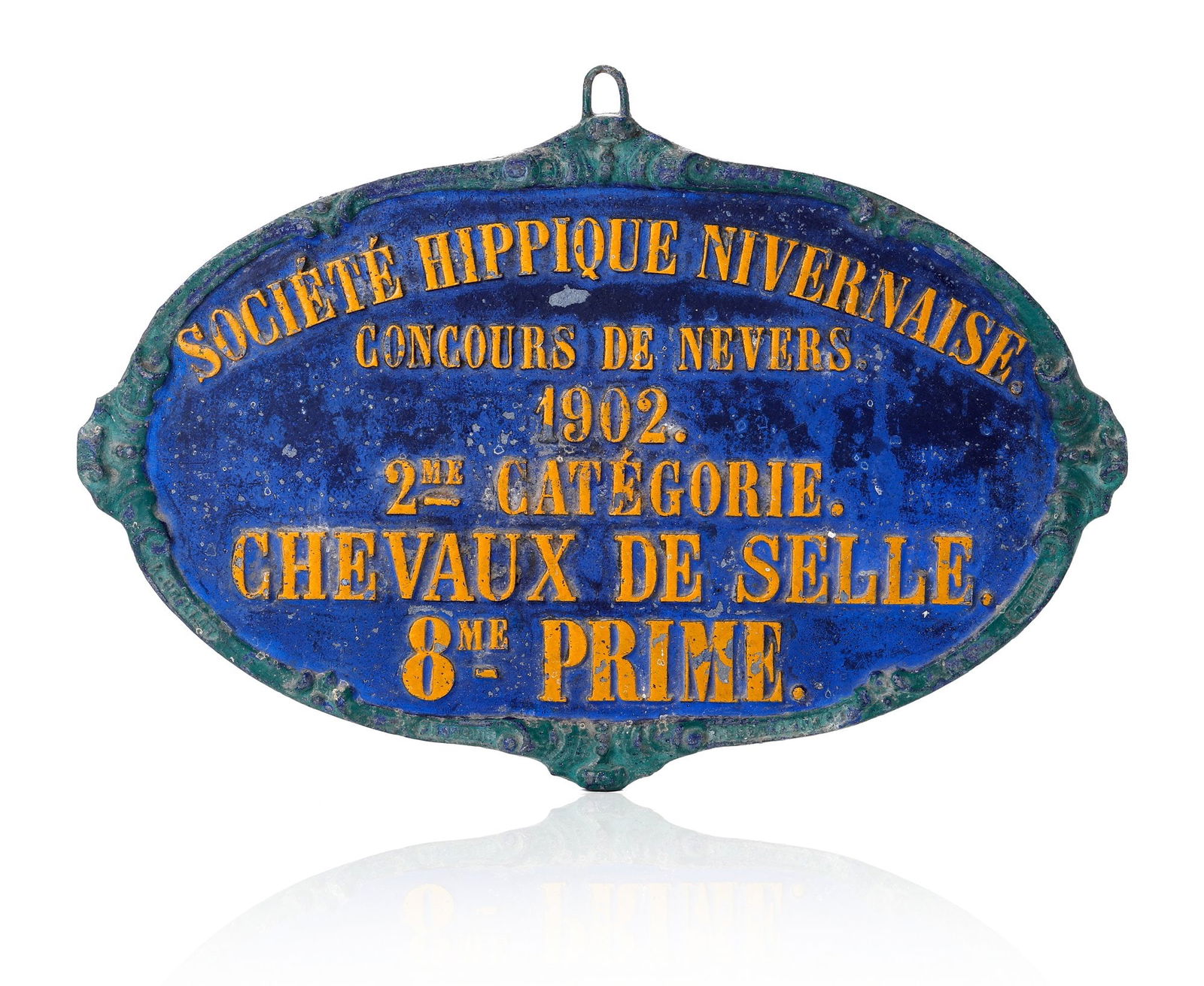 ANTIQUE CAST IRON HORSE STUD PRIZE From 1902: measures 13.5 x 9good vintage condition