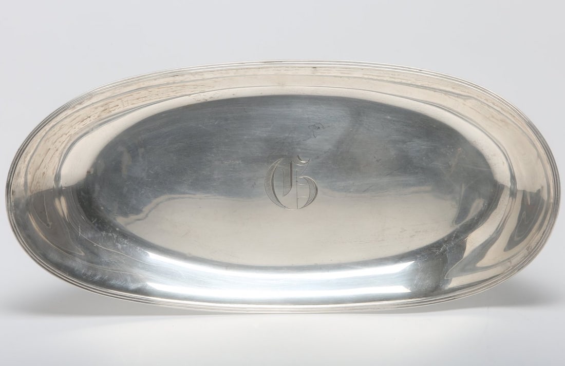 Sterling Silver Oblong Dish With D Monogram 206g (1 of 3)