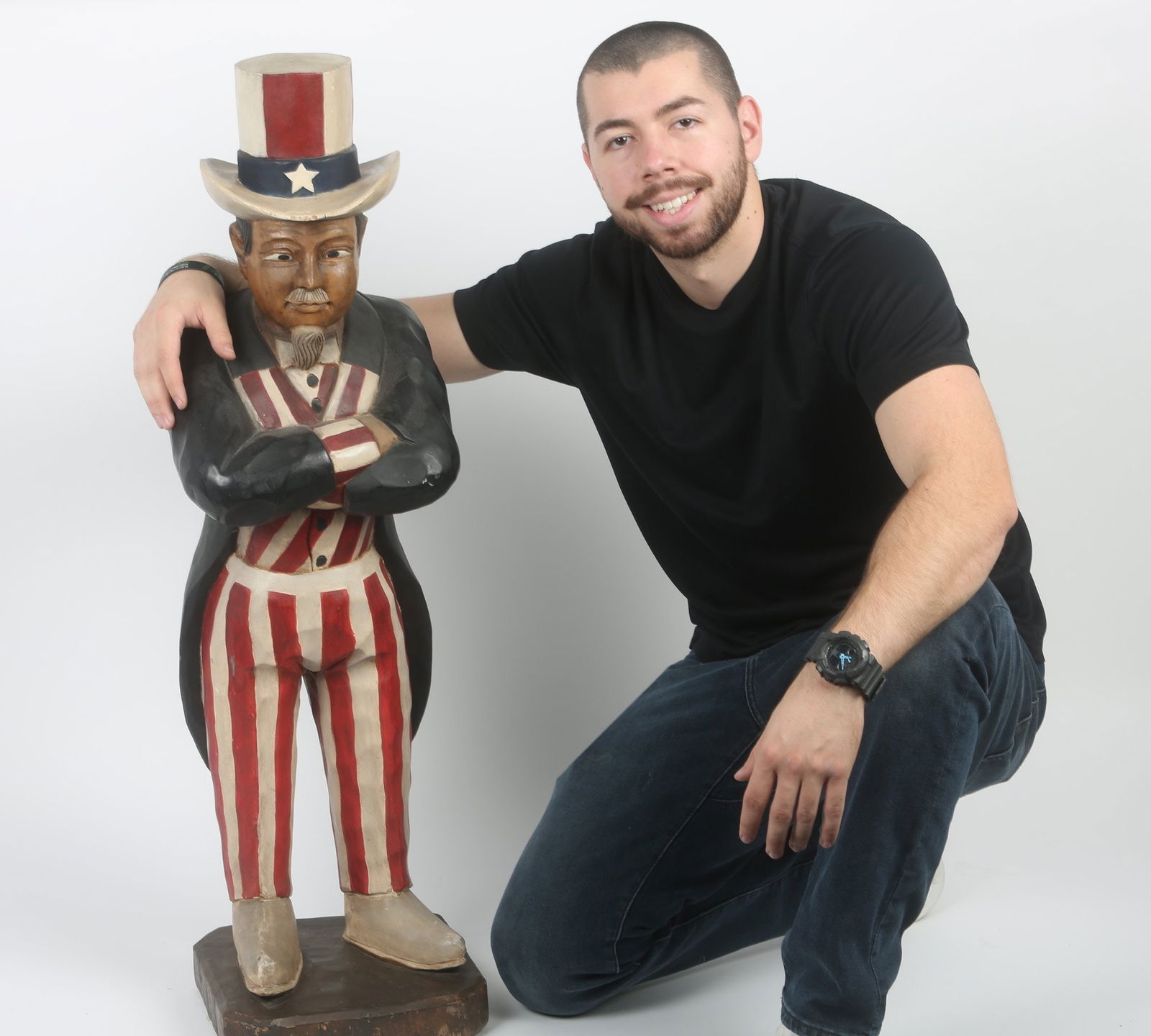 Uncle Sam Hand Carved Folk Art Statue (1 of 6)