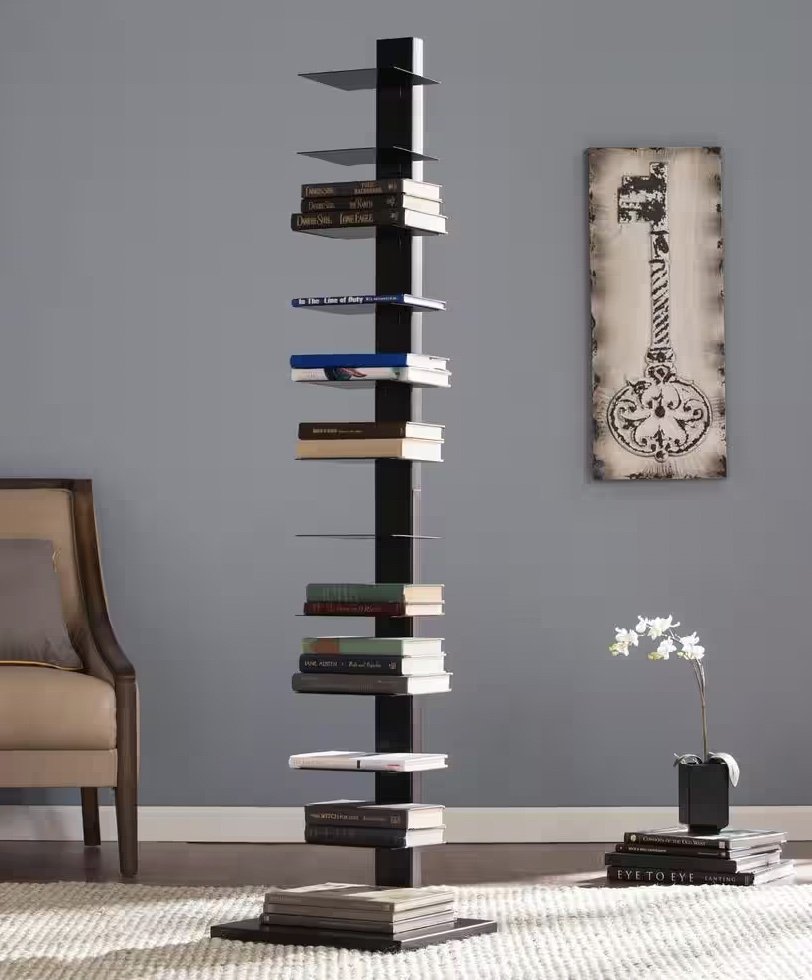 Stewartby Black Iron 12 Shelf Contemporary Bookcase (1 of 3)