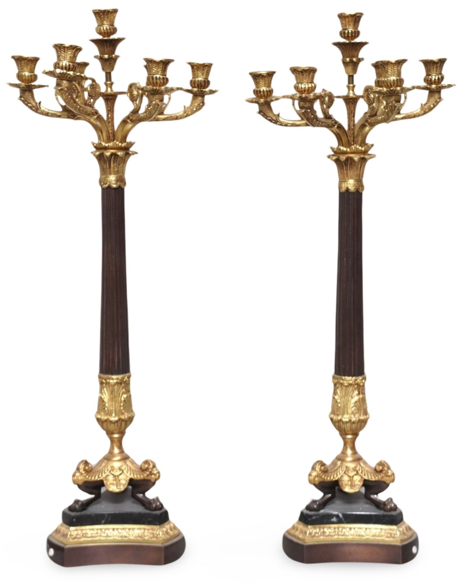 19th Century Charles X Period Empire Gilt Bronze Candelabras- A Pair (1 of 9)