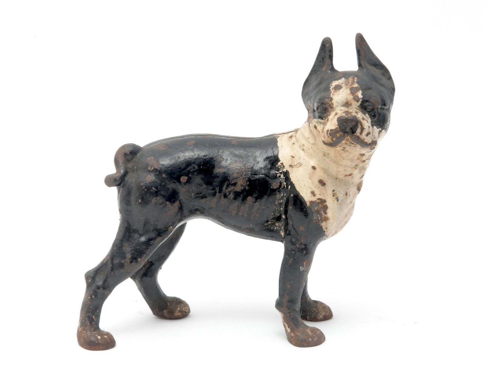 Original Antique Cast Iron BostonTerrier Dog Statue Doorstop Hubley Style (1 of 5)