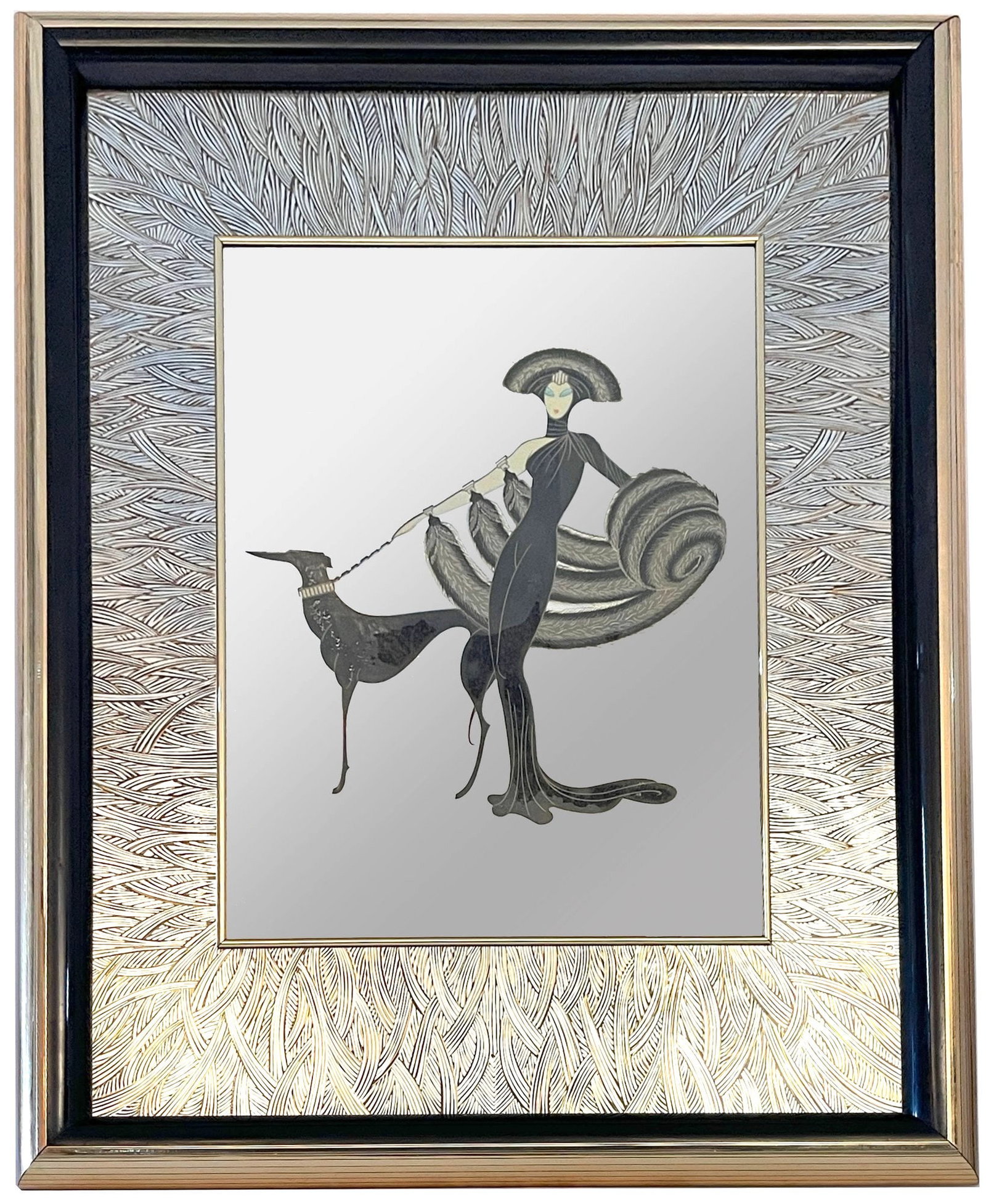 Erte art deco etched Mirror (1 of 3)