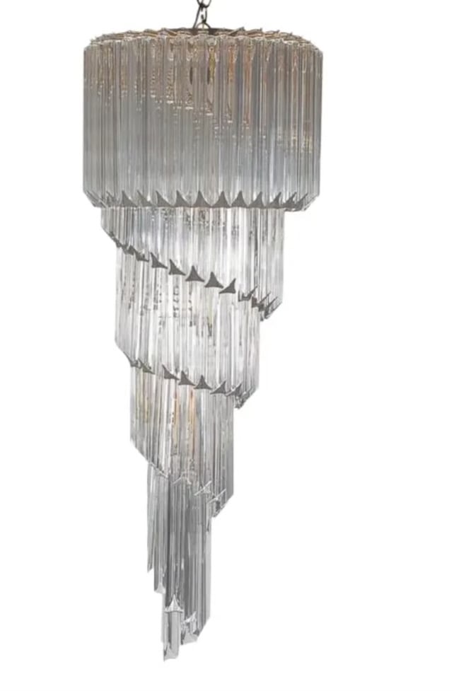Venini Triedri Glass Cascading Spiral Chandelier (1 of 2)