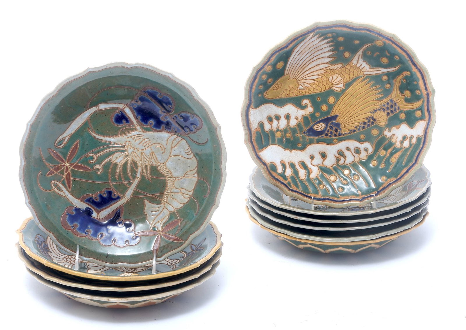 Japanese Studio Art Pottery Dish Set (1 of 13)