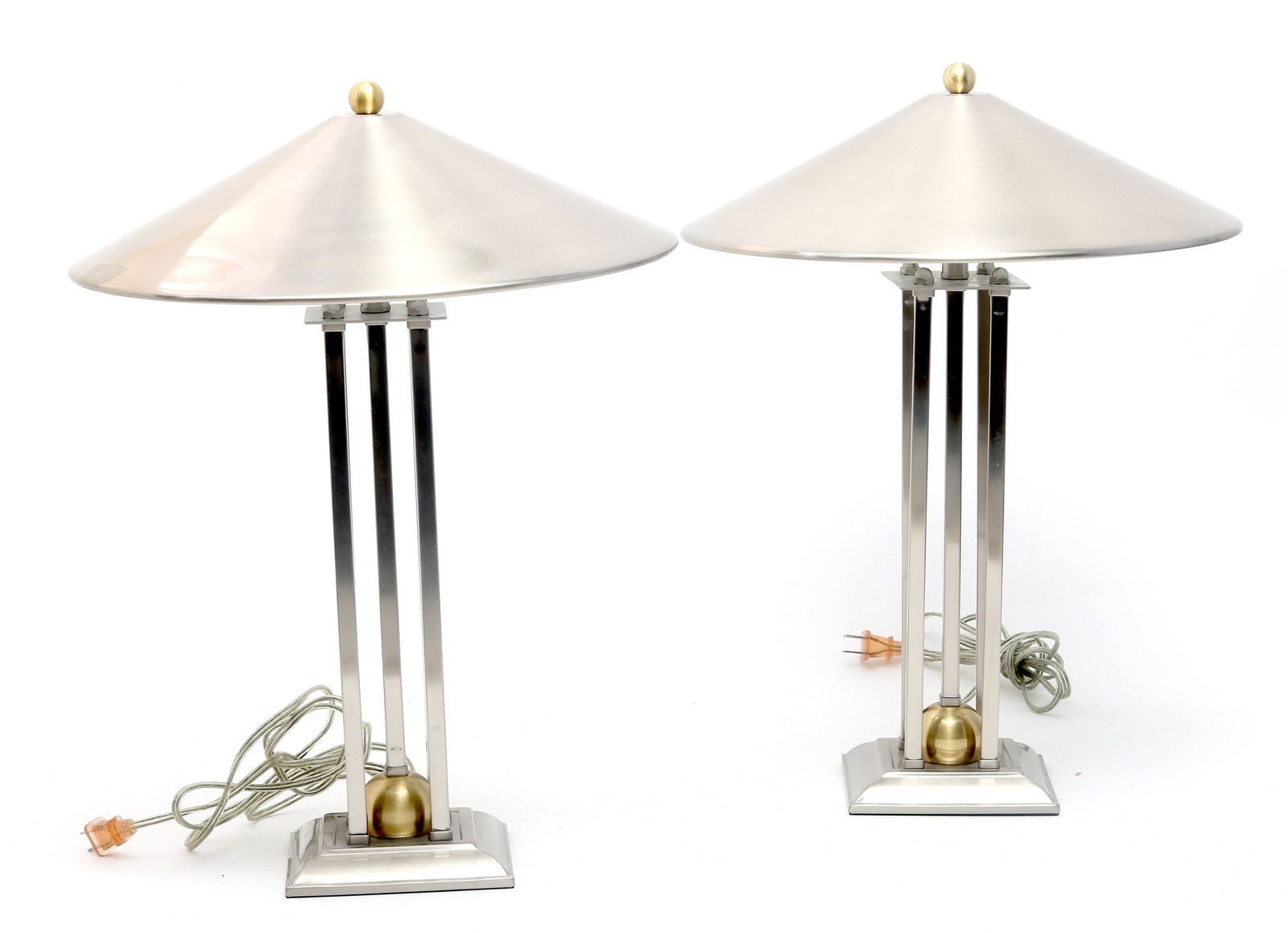 Brushed Chrome Table Lamps- A Pair (1 of 11)