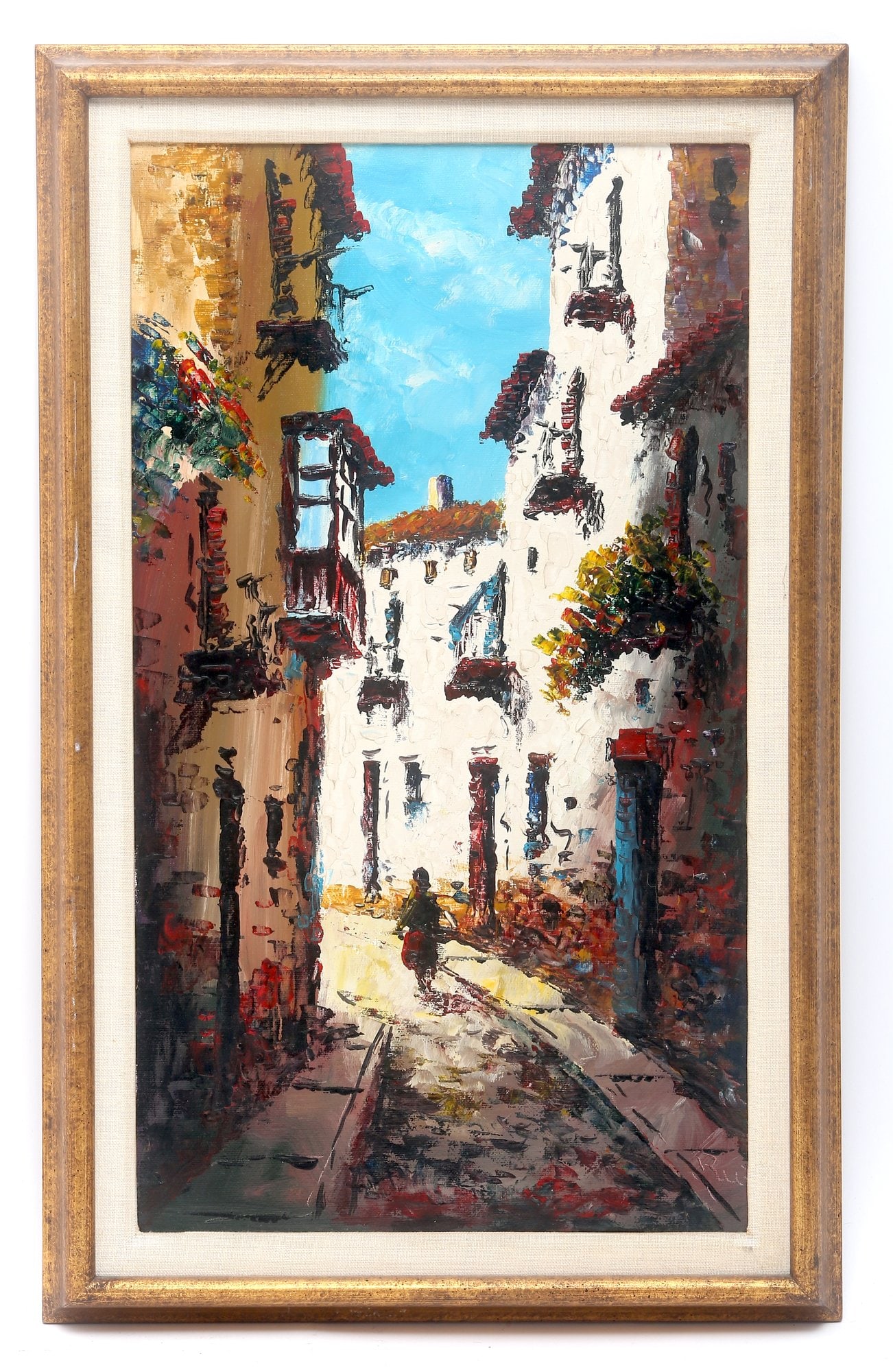 20th Century School Street Scene In Europe Oil Painting (1 of 4)