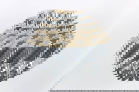 Morten Gottler Diamond Pendant Chandelier: Designed by Morten Gøttler for Quality System the Diamond pendant is similar in approach to Simon Karkovs Norm 69 lamp. Designed to be shipped flat and assembled by the customer the thin plasti