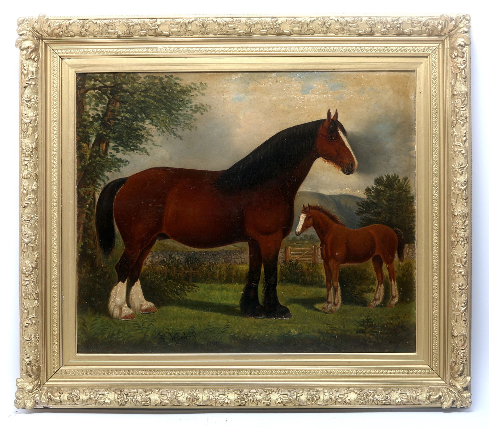 19th Century E. Mitchell Antique Oil On Canvas Painting (1 of 8)