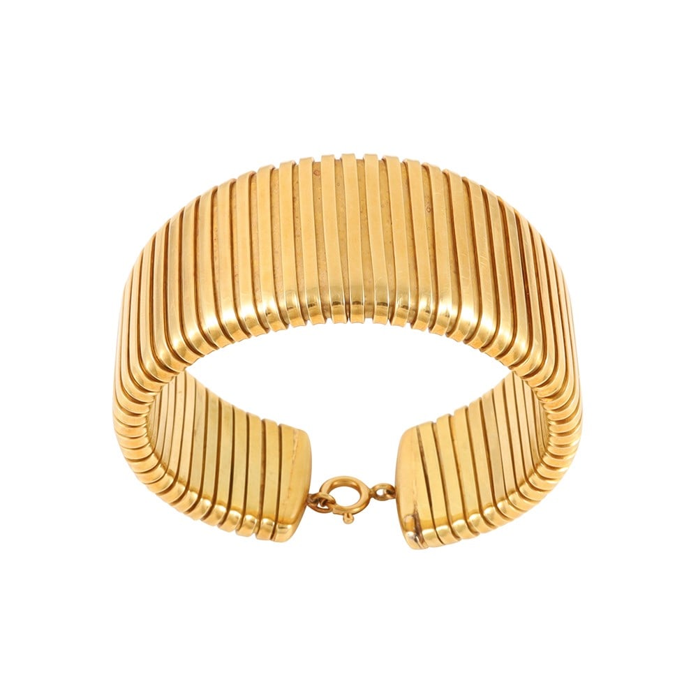 18KT GOLD 'TUBOGAS' BRACELET, BY CHIMENTO: Total weight gr. 85,4 Size approx. 14,5 cm Signed: A. Chimento