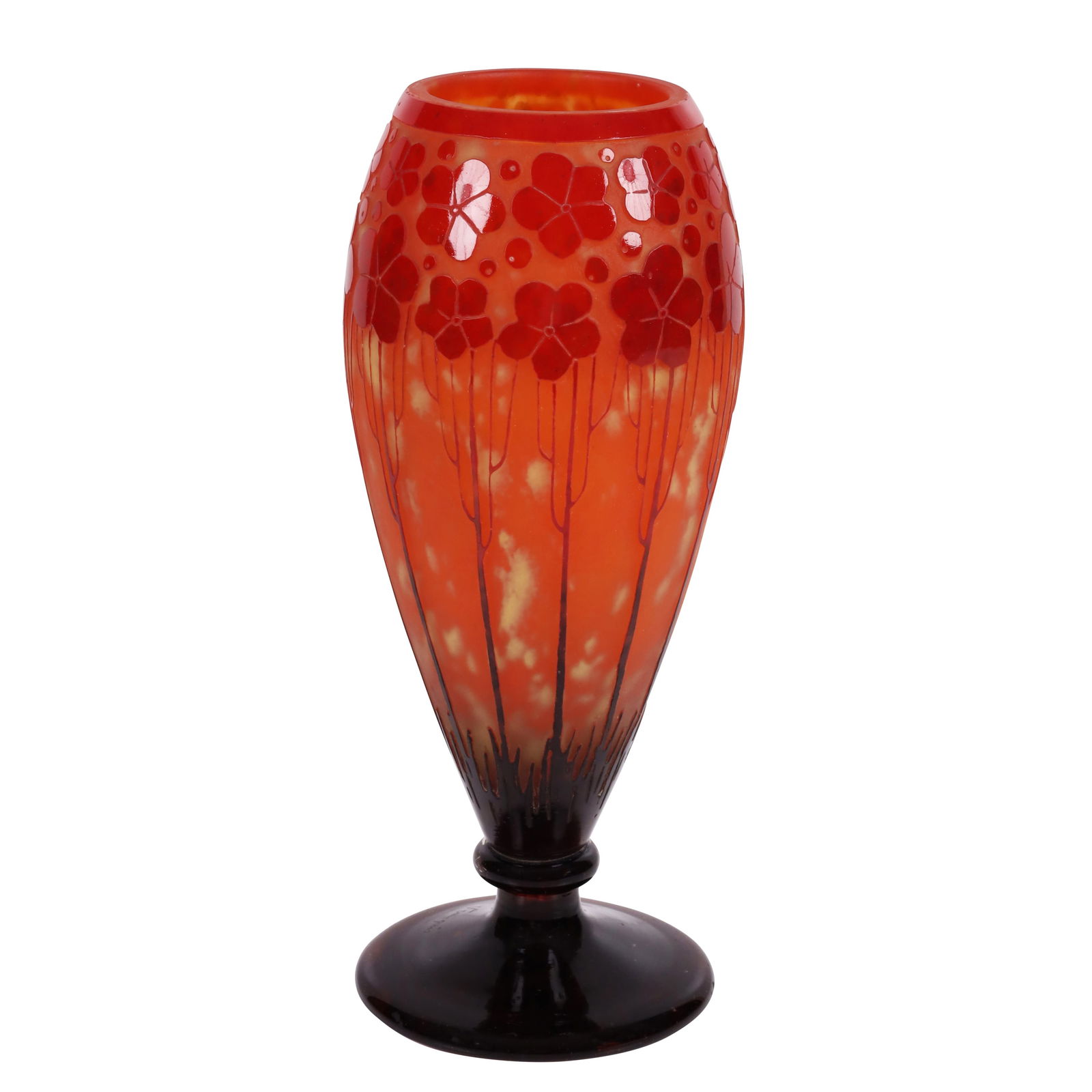 GLASS VASE, BY CHARLES SCHNEIDER, LE VERRE FRANÇAIS: Height 31 cm Early 20th Century Signed: Charder Engraved at the base: “Le Verre Français”
