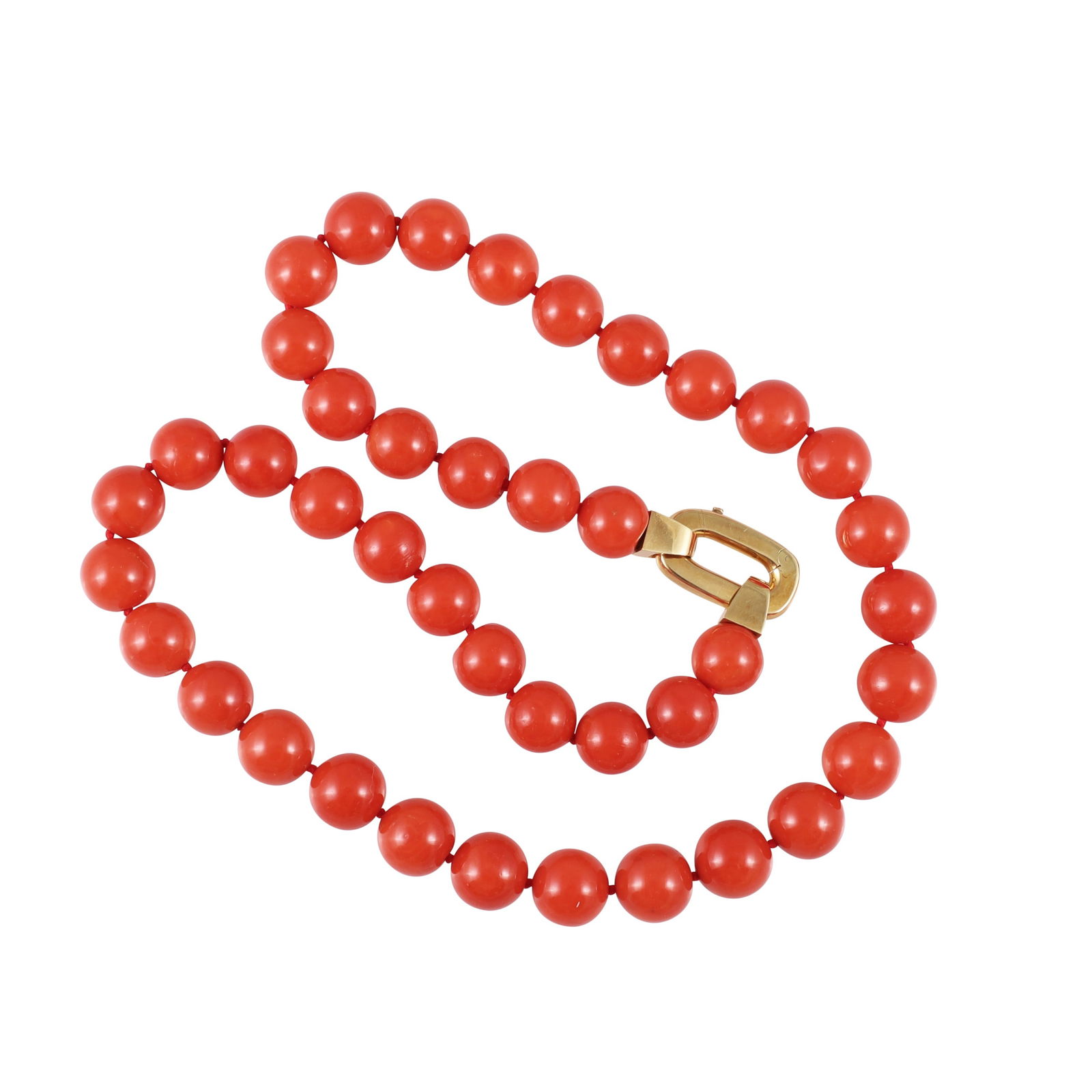 ~ A SINGLE STRAND OF CORAL WITH 18KT GOLD CLASP (1 of 1)