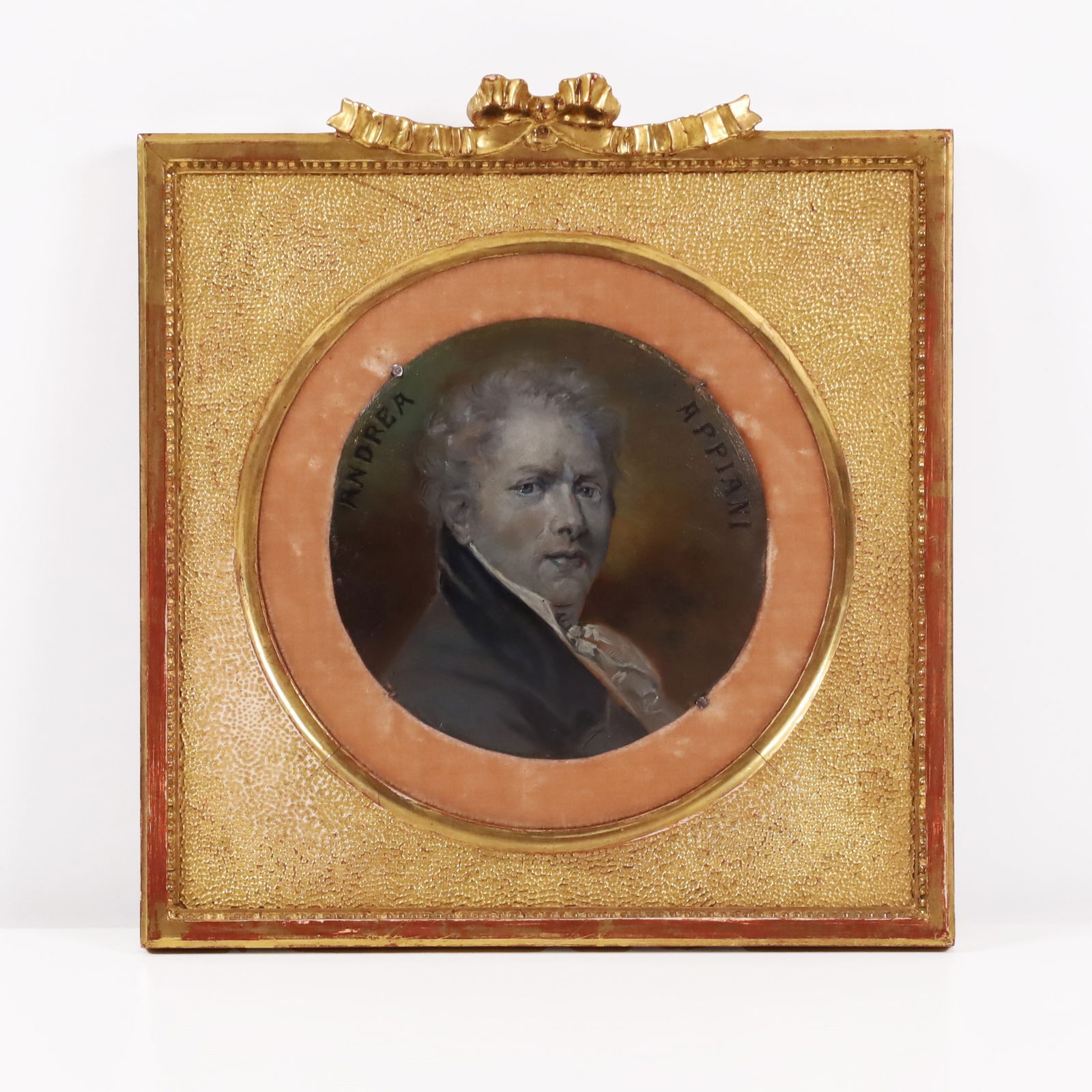 ANDREA APPIANI: SELF-PORTRAIT Round on copper Framed copper plate, slight losses at the ends. XVIII-XIX sec Galleria D'arte Edmondo Sacerdoti, Milano. Private collection, Milan